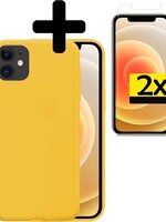 LUQ LUQ iPhone 12 hoesje siliconen geel met 2x screenprotector