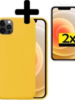 LUQ LUQ iPhone 12 Pro hoesje siliconen geel met 2x screenprotector