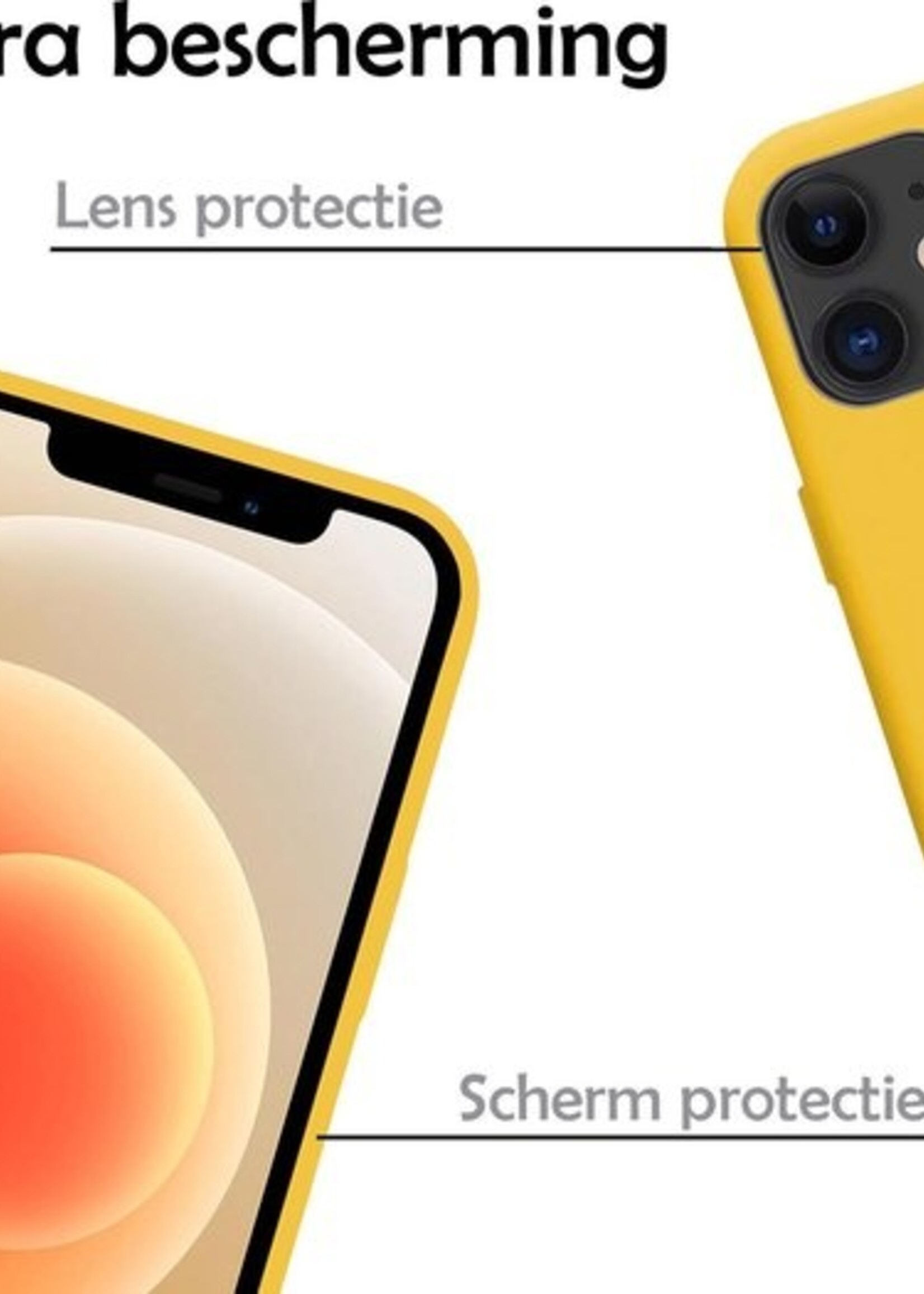 LUQ Hoesje Geschikt voor iPhone 12 Pro Max Hoesje Siliconen Case Met 2x Screenprotector - Hoes Geschikt voor iPhone 12 Pro Max Hoes Siliconen - Geel