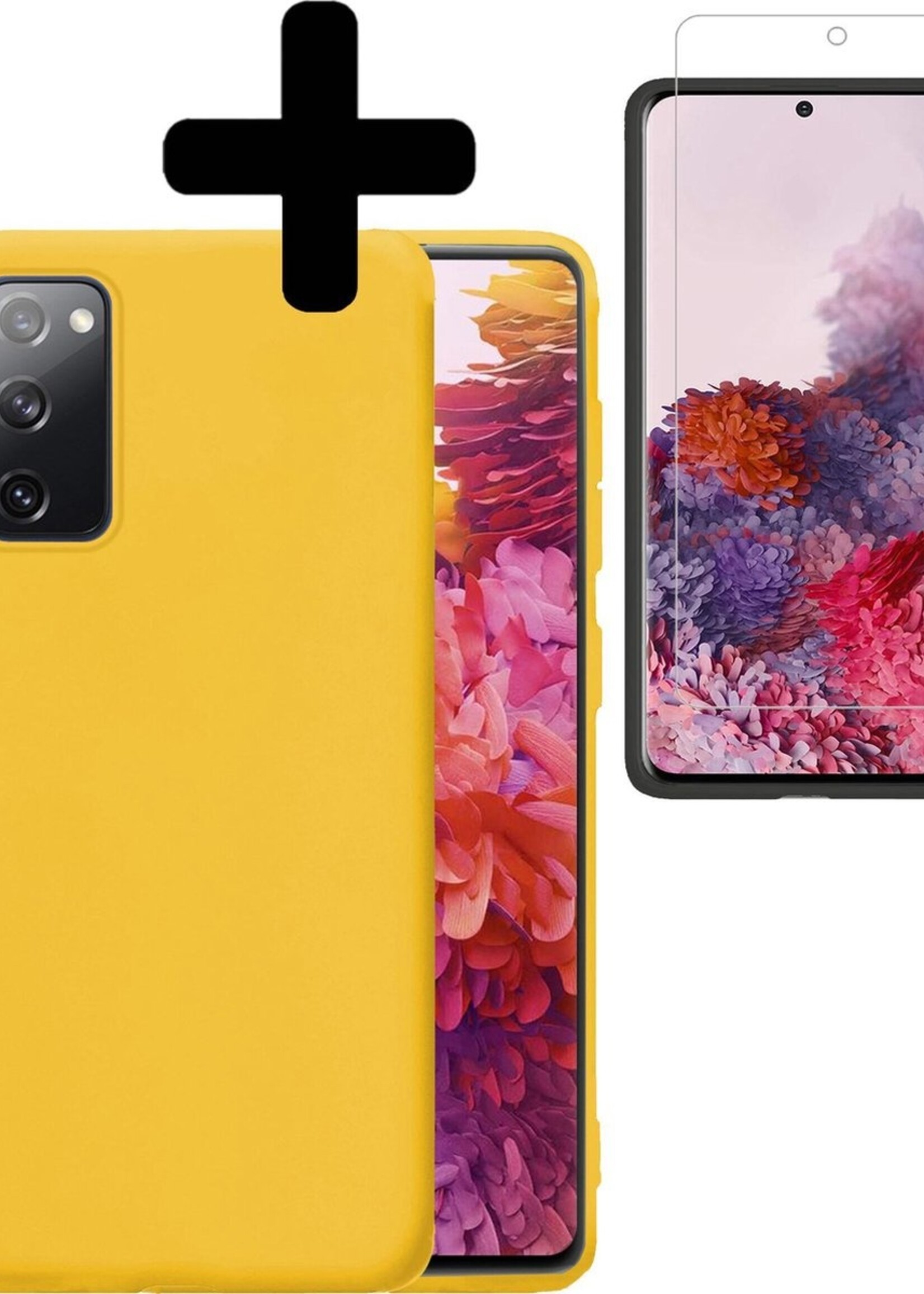 LUQ Hoesje Geschikt voor Samsung S20 FE Hoesje Siliconen Case Met Screenprotector - Hoes Geschikt voor Samsung Galaxy S20 FE Hoes Siliconen - Geel