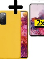LUQ LUQ Samsung Galaxy S20FE hoesje siliconen geel met 2x screenprotector