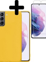 LUQ LUQ Samsung Galaxy S21 Plus hoesje siliconen geel met screenprotector