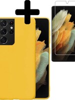 LUQ LUQ Samsung Galaxy S21 Ultra hoesje siliconen geel met screenprotector