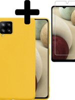 LUQ LUQ Samsung Galaxy A12 hoesje siliconen geel met screenprotector