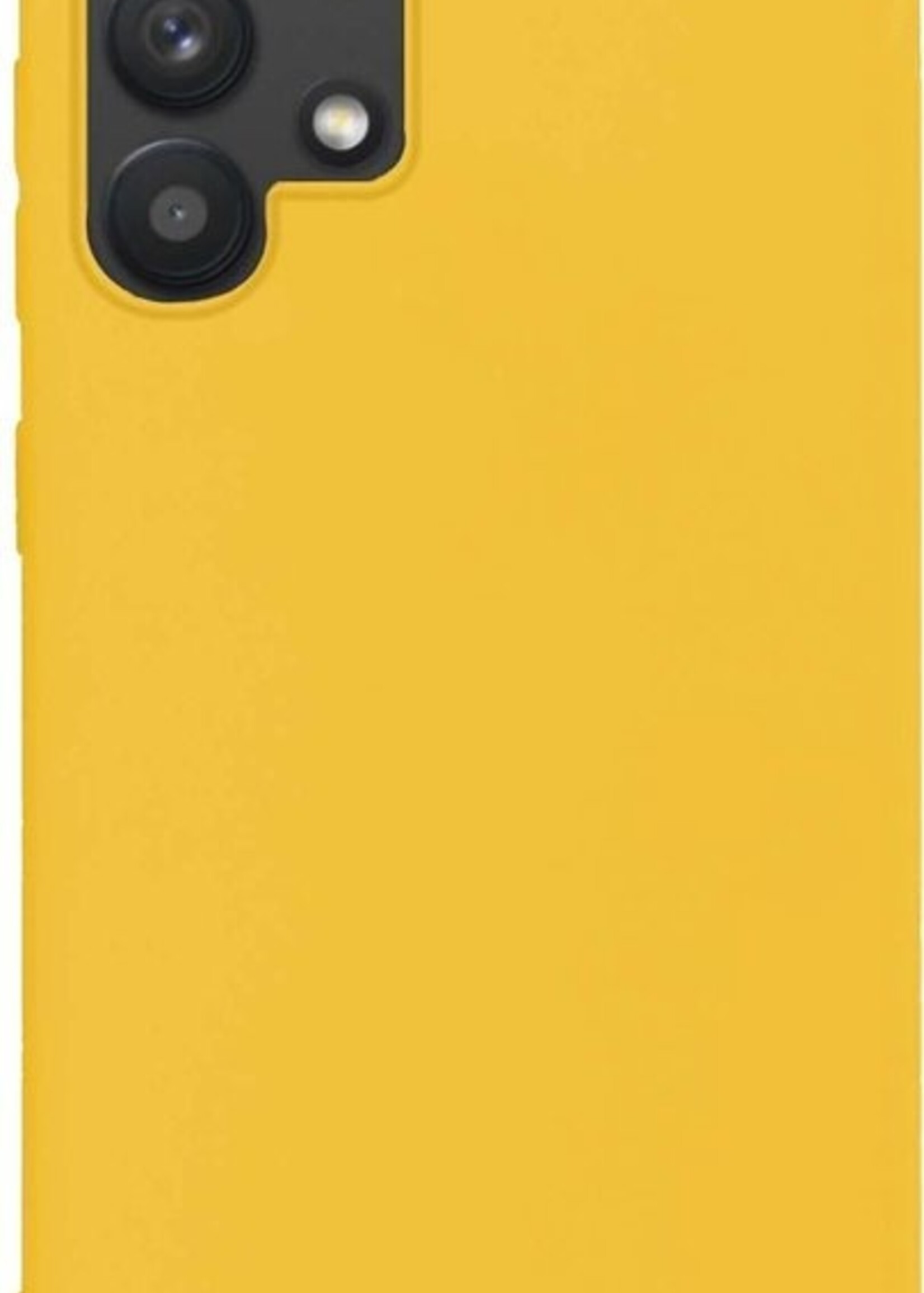 LUQ Hoesje Geschikt voor Samsung A32 5G Hoesje Siliconen Case Met Screenprotector - Hoes Geschikt voor Samsung Galaxy A32 5G Hoes Siliconen - Geel