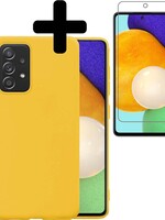 LUQ LUQ Samsung Galaxy A52 hoesje siliconen geel met screenprotector
