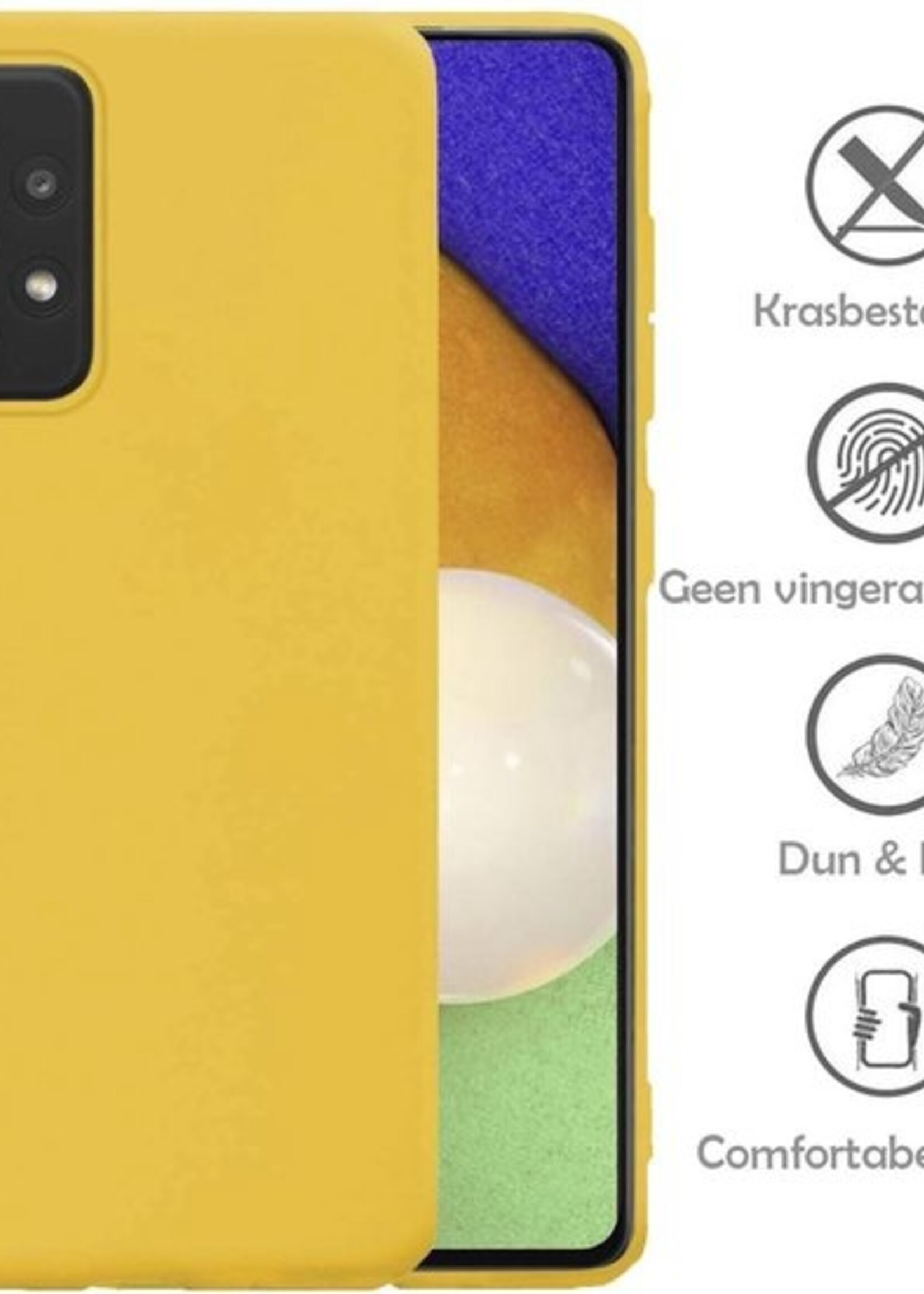 LUQ Hoesje Geschikt voor Samsung A52 Hoesje Siliconen Case Met Screenprotector - Hoes Geschikt voor Samsung Galaxy A52 Hoes Siliconen - Geel