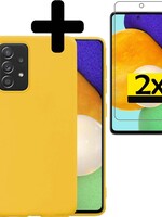 LUQ LUQ Samsung Galaxy A52 hoesje siliconen geel met 2x screenprotector