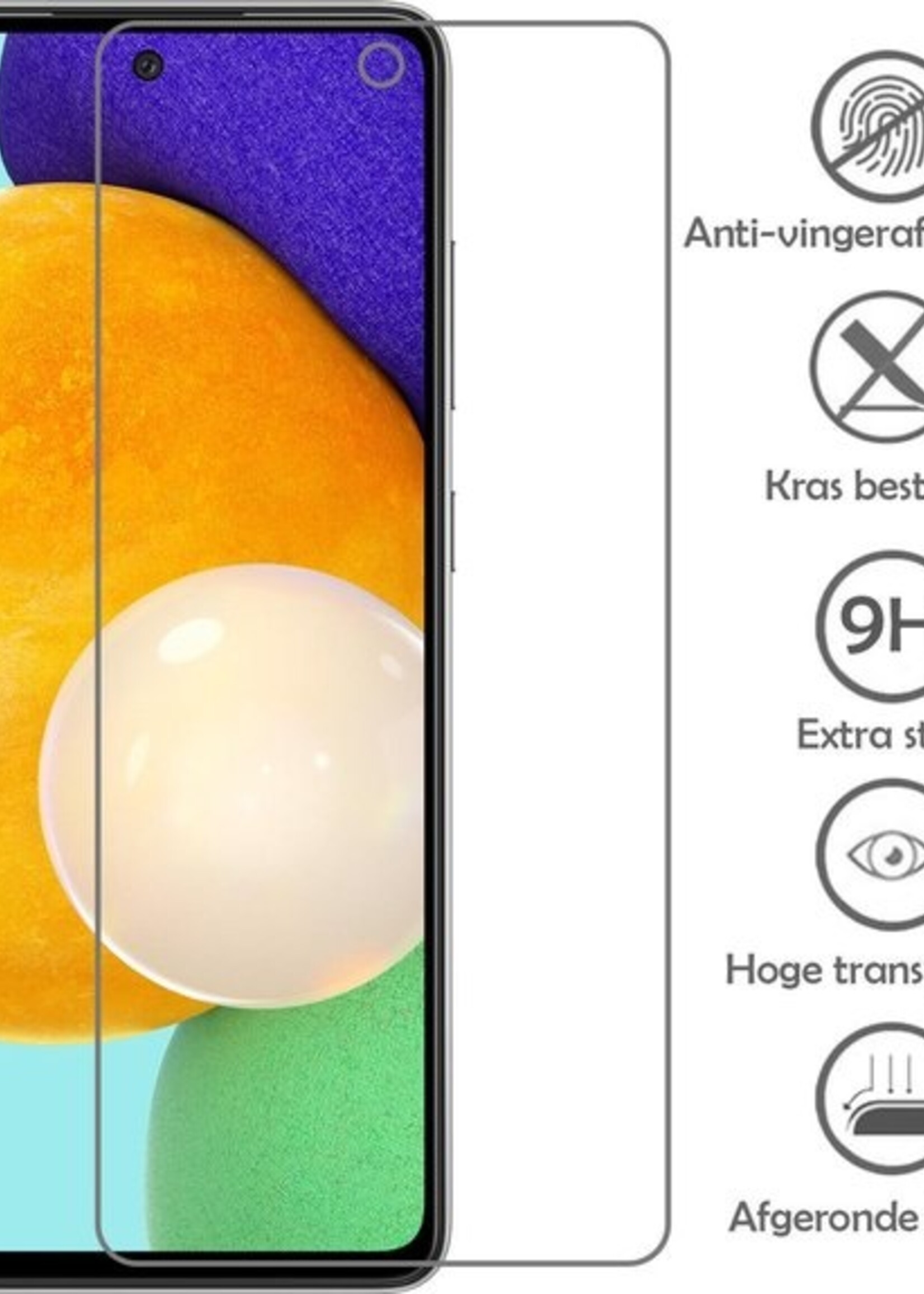 LUQ Hoesje Geschikt voor Samsung A52 Hoesje Siliconen Case Met 2x Screenprotector - Hoes Geschikt voor Samsung Galaxy A52 Hoes Siliconen - Geel