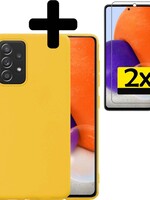 LUQ LUQ Samsung Galaxy A72 hoesje siliconen geel met 2x screenprotector