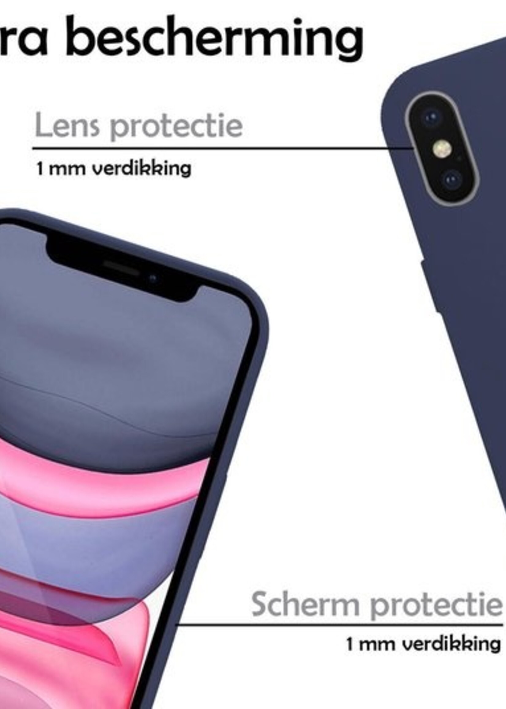 LUQ Hoesje Geschikt voor iPhone X Hoesje Siliconen Case - Hoes Geschikt voor iPhone X Hoes Siliconen - Donkerblauw - 2 Stuks