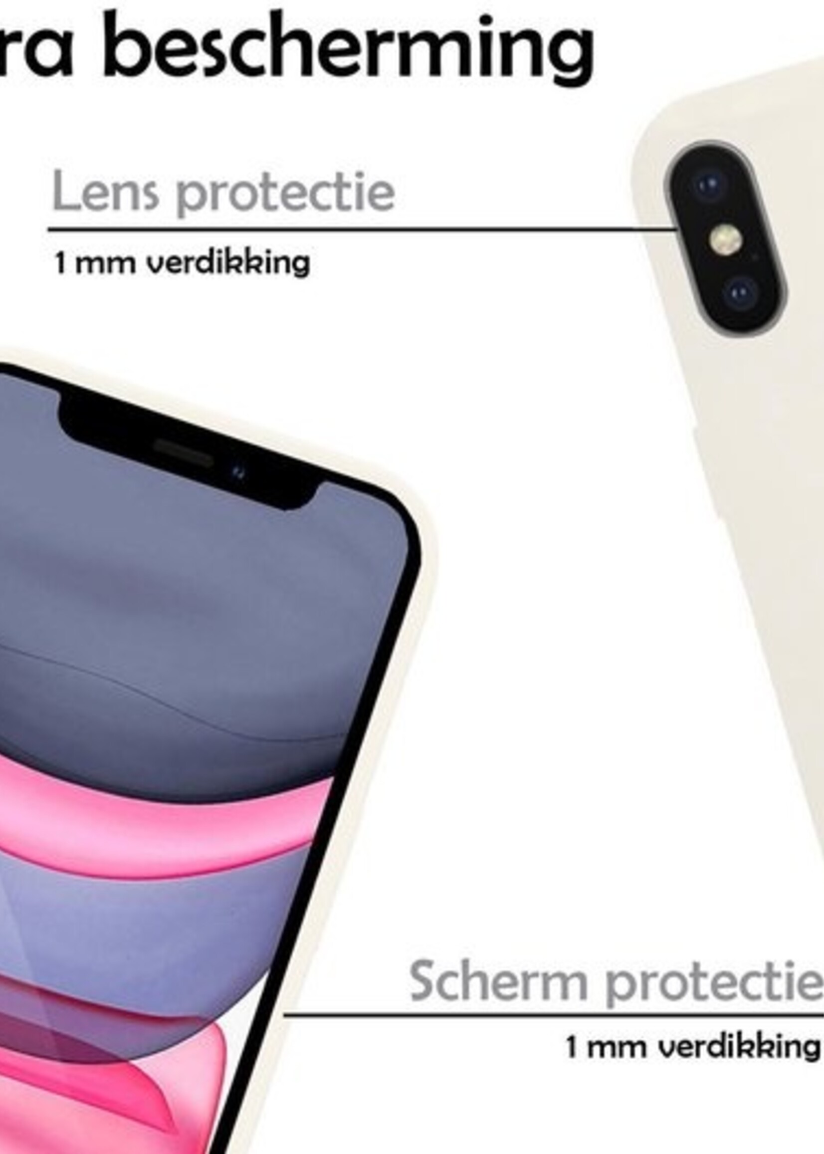 LUQ Hoesje Geschikt voor iPhone X Hoesje Siliconen Case - Hoes Geschikt voor iPhone X Hoes Siliconen - Wit - 2 Stuks