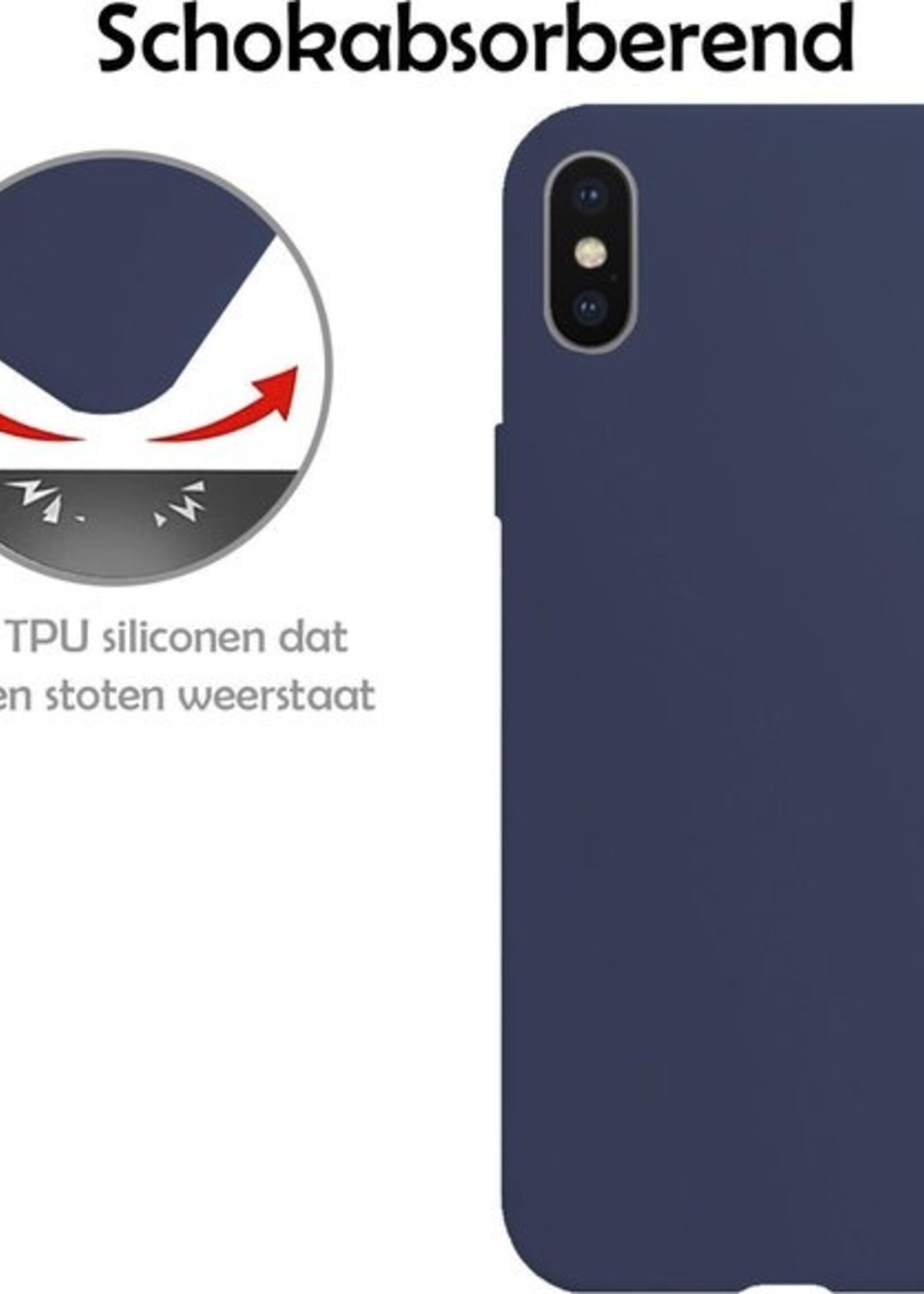LUQ Hoesje Geschikt voor iPhone Xs Hoesje Siliconen Case - Hoes Geschikt voor iPhone Xs Hoes Siliconen - Donkerblauw - 2 Stuks