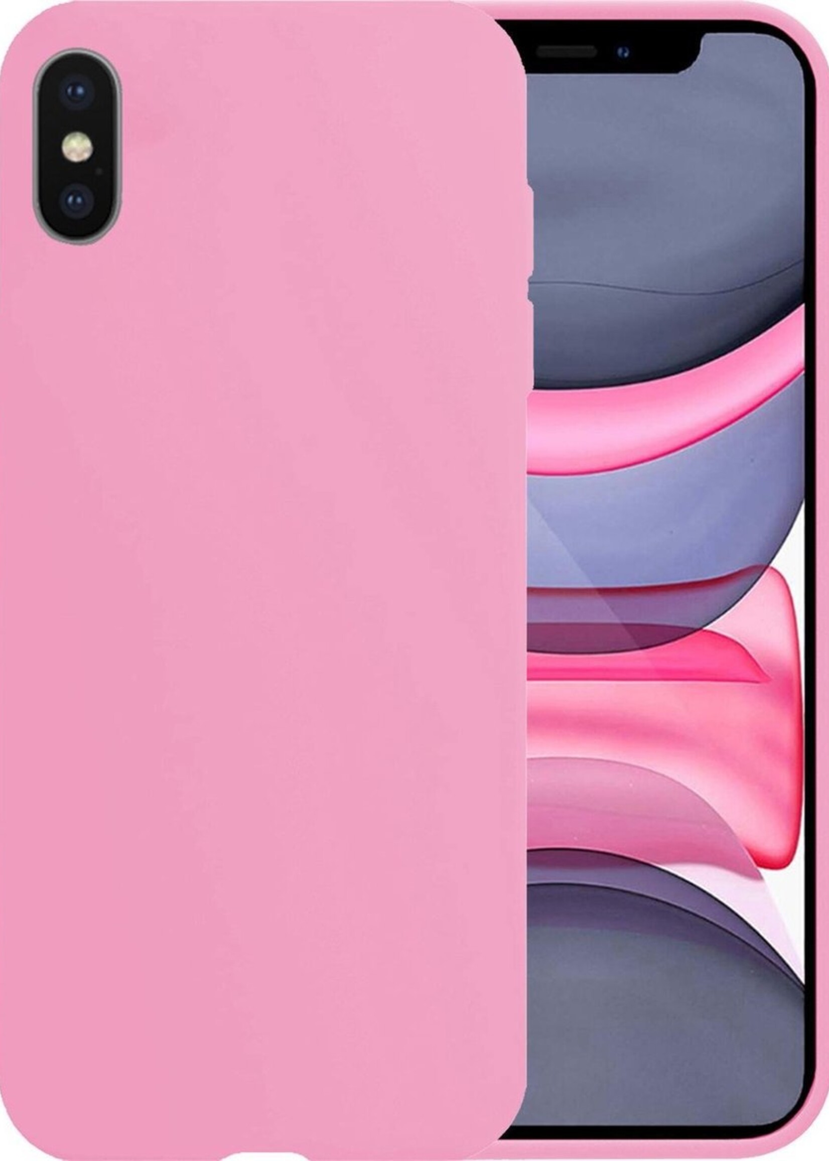 LUQ Hoesje Geschikt voor iPhone Xs Hoesje Siliconen Case - Hoes Geschikt voor iPhone Xs Hoes Siliconen - Lichtroze