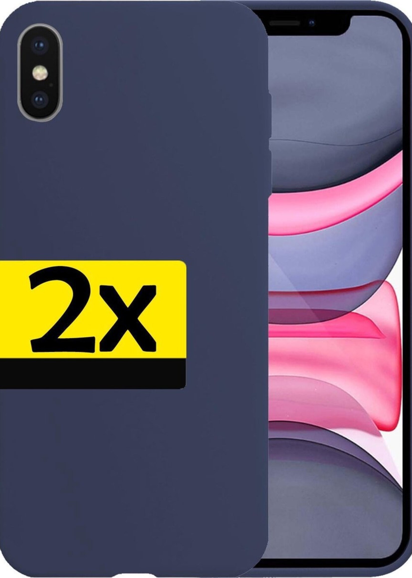 LUQ Hoesje Geschikt voor iPhone Xs Max Hoesje Siliconen Case - Hoes Geschikt voor iPhone Xs Max Hoes Siliconen - Donkerblauw - 2 Stuks