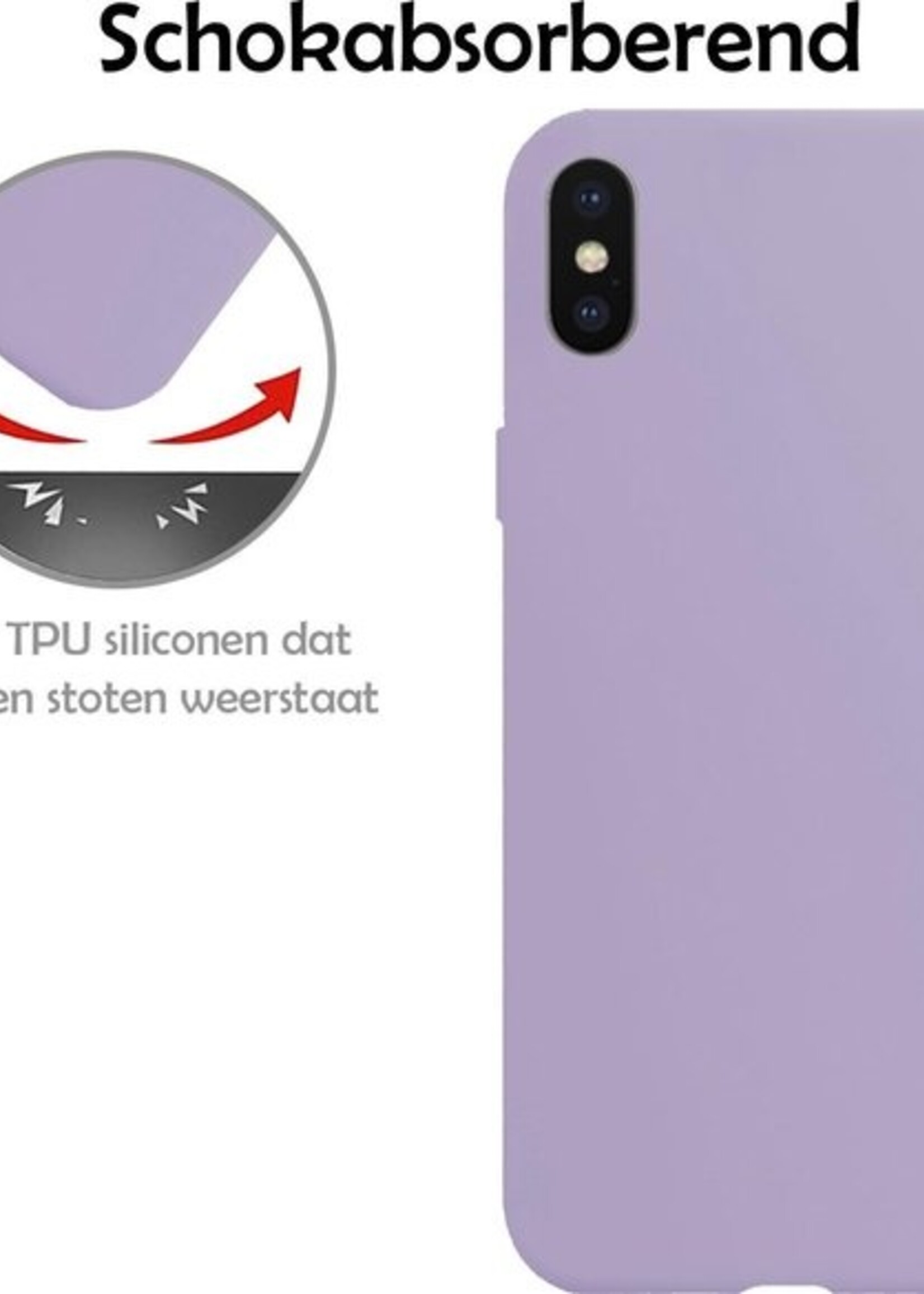 LUQ Hoesje Geschikt voor iPhone Xs Max Hoesje Siliconen Case - Hoes Geschikt voor iPhone Xs Max Hoes Siliconen - Lila - 2 Stuks