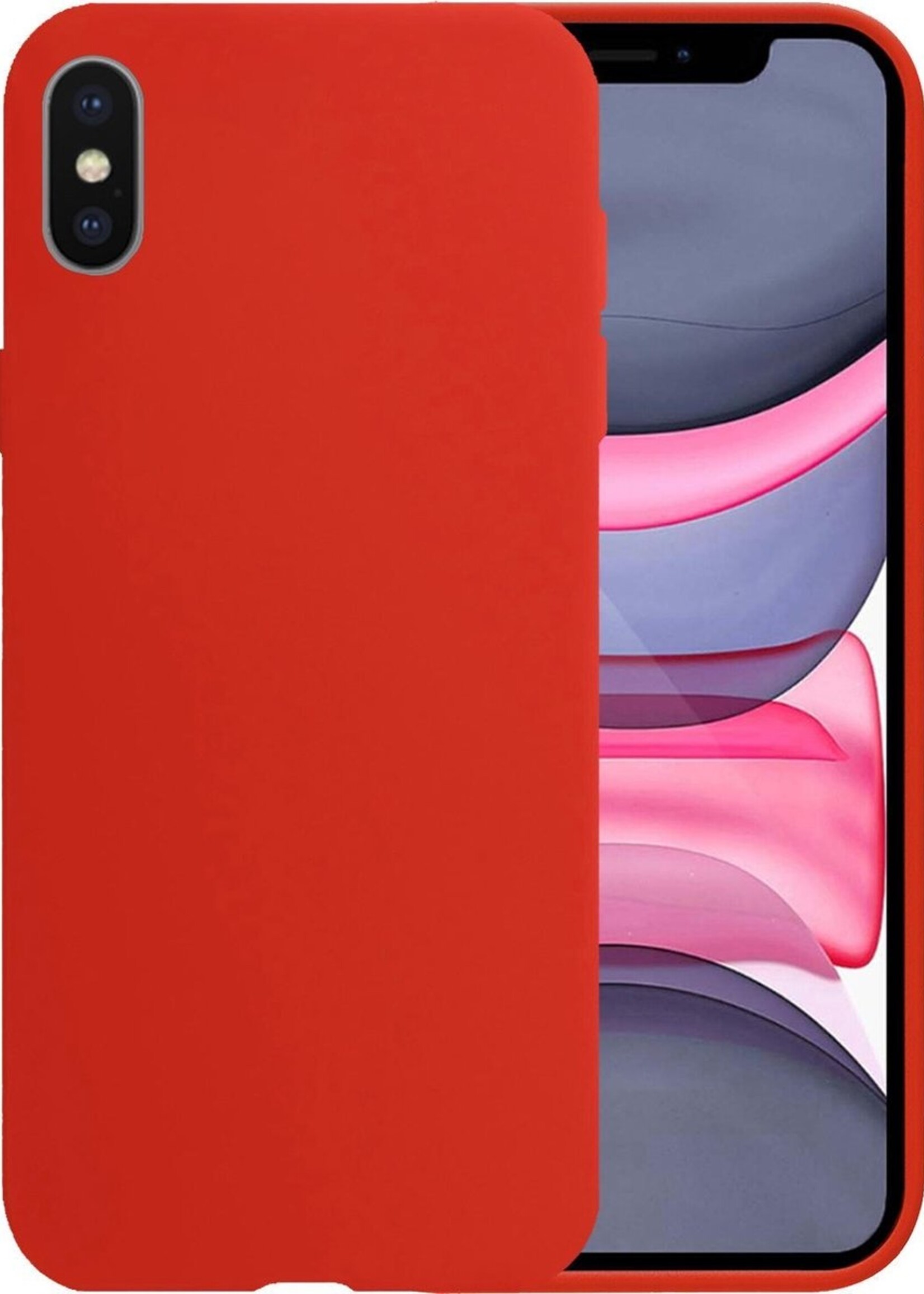 LUQ Hoesje Geschikt voor iPhone Xs Max Hoesje Siliconen Case - Hoes Geschikt voor iPhone Xs Max Hoes Siliconen - Rood
