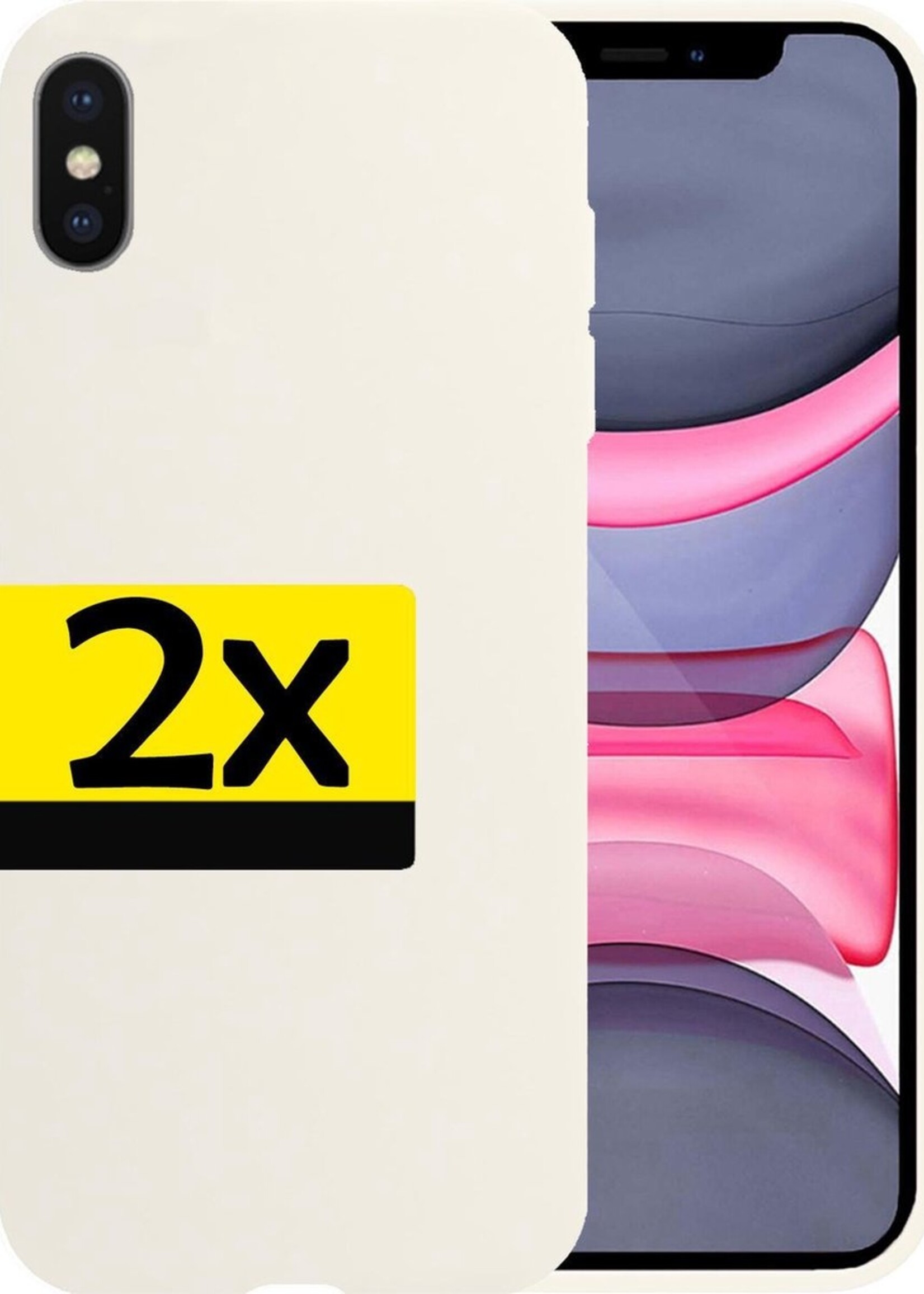LUQ Hoesje Geschikt voor iPhone Xs Max Hoesje Siliconen Case - Hoes Geschikt voor iPhone Xs Max Hoes Siliconen - Wit - 2 Stuks