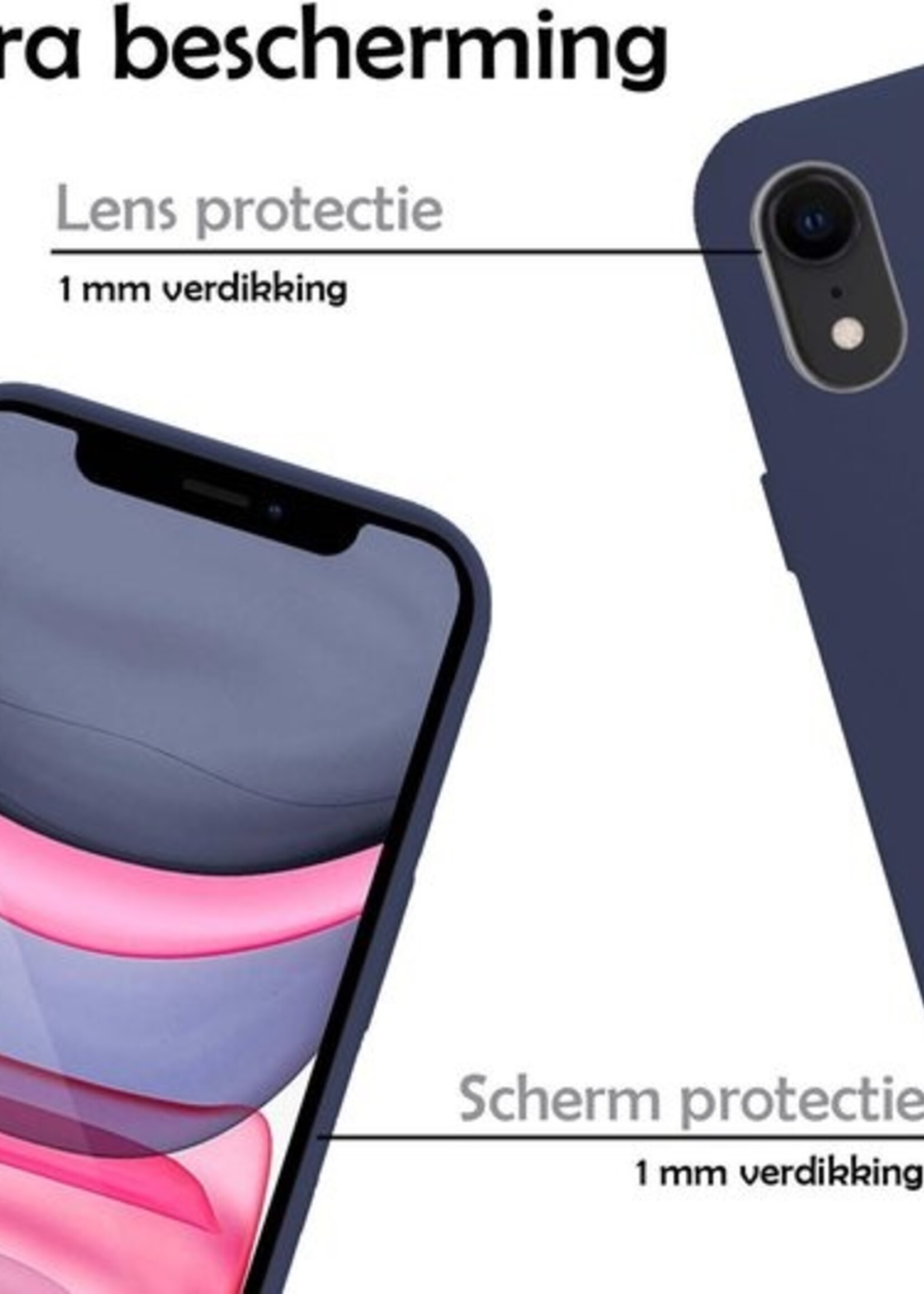LUQ Hoesje Geschikt voor iPhone XR Hoesje Siliconen Case - Hoes Geschikt voor iPhone XR Hoes Siliconen - Donkerblauw