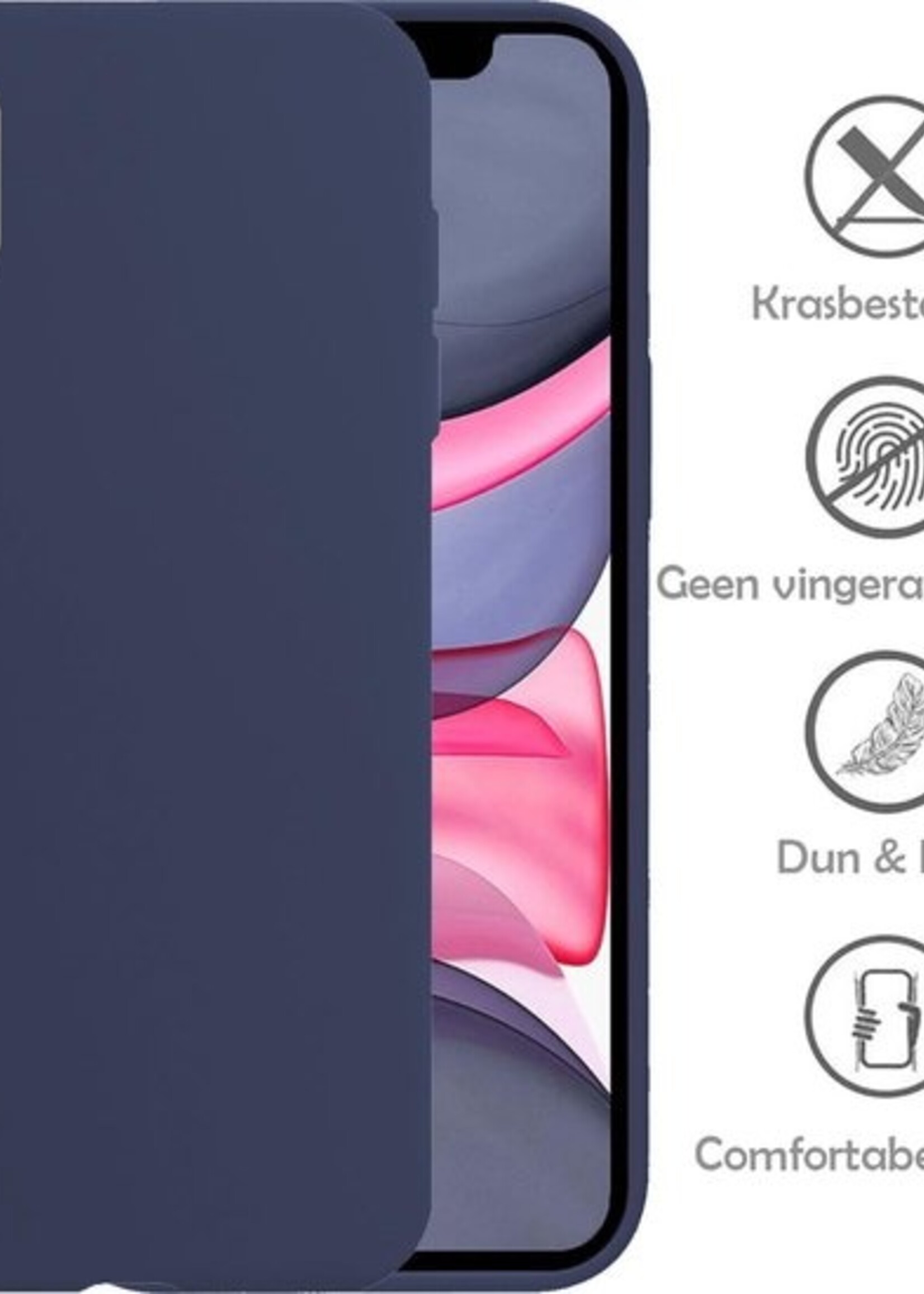 LUQ Hoesje Geschikt voor iPhone XR Hoesje Siliconen Case - Hoes Geschikt voor iPhone XR Hoes Siliconen - Donkerblauw - 2 Stuks
