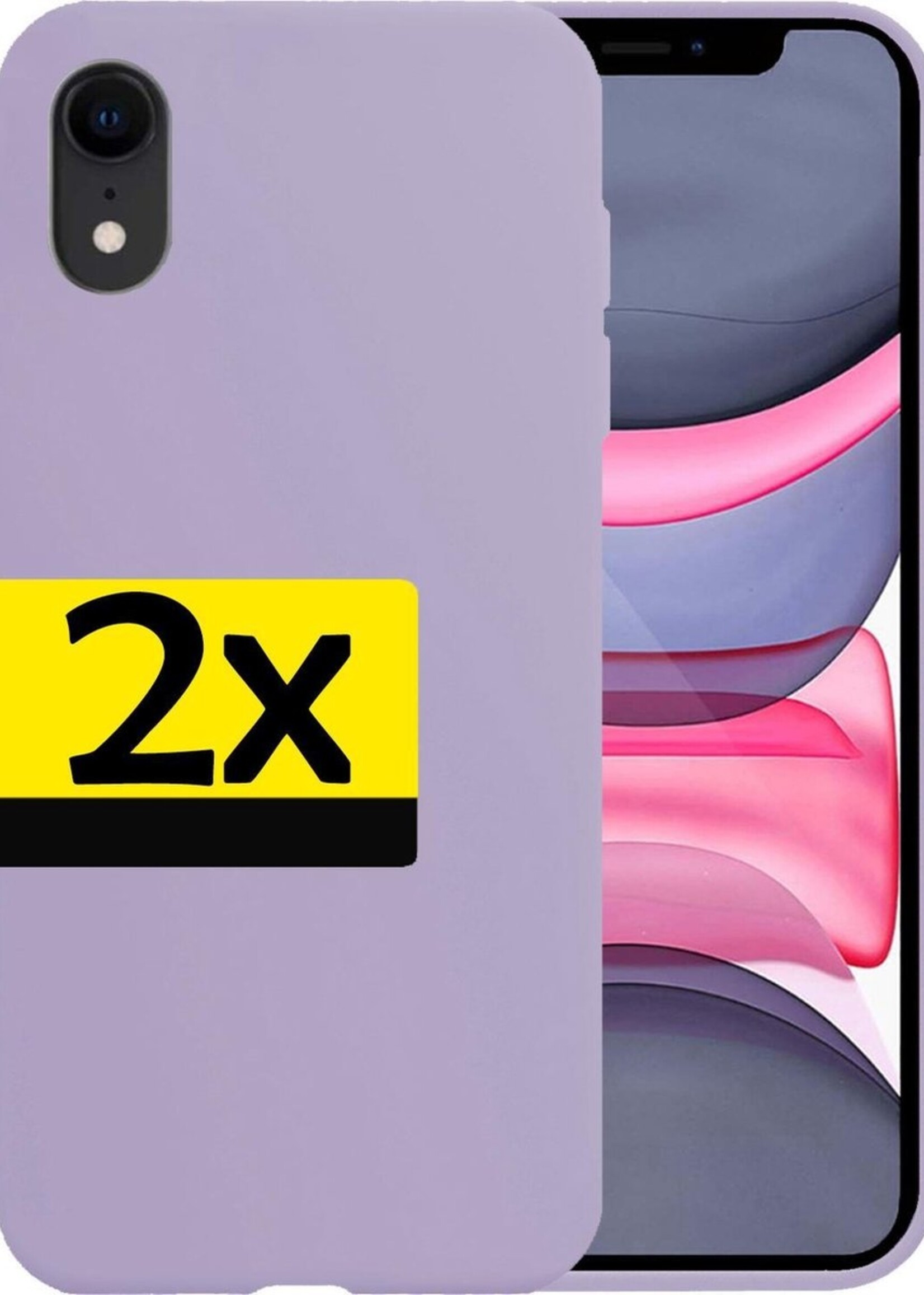 LUQ Hoesje Geschikt voor iPhone XR Hoesje Siliconen Case - Hoes Geschikt voor iPhone XR Hoes Siliconen - Lila - 2 Stuks
