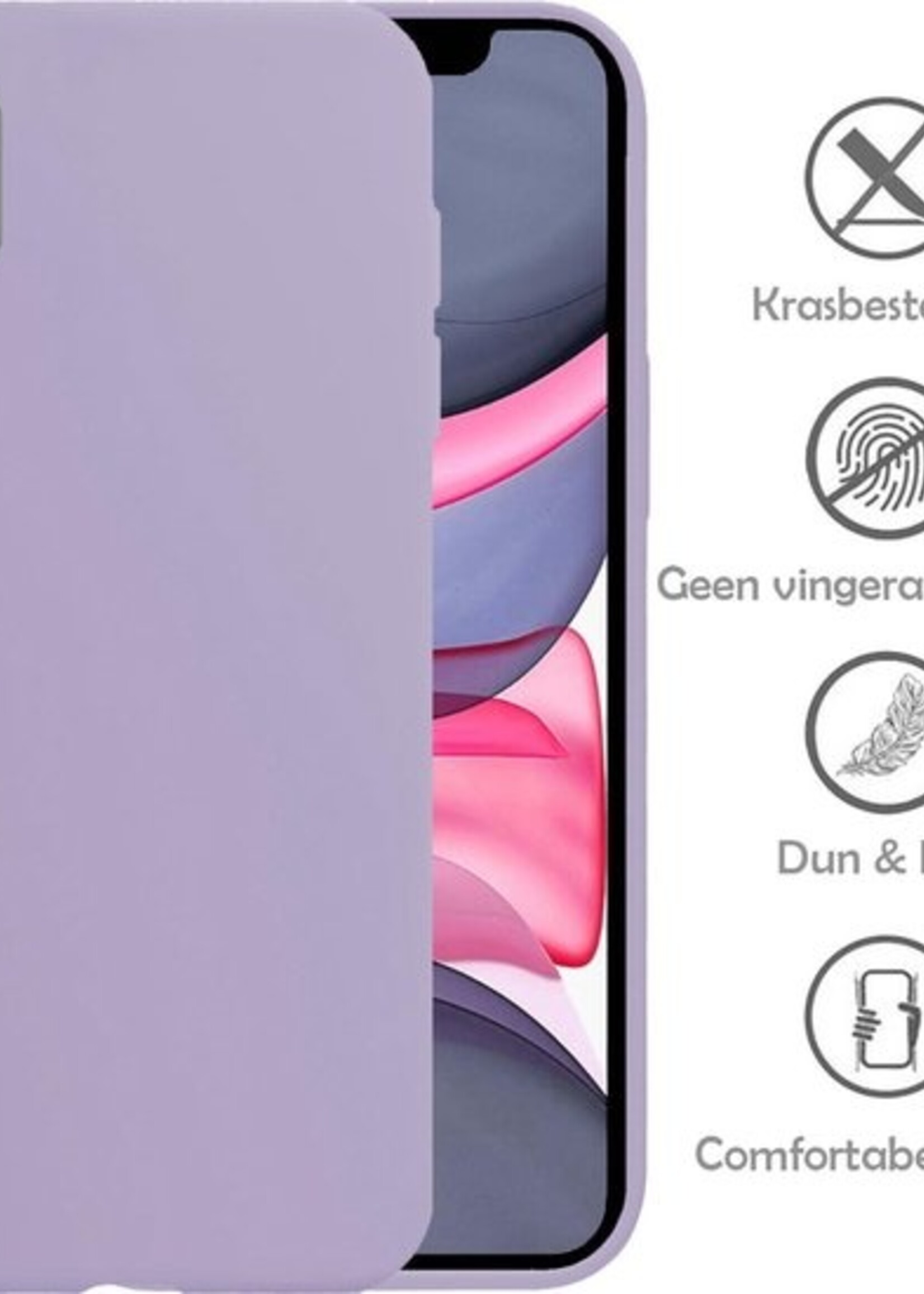 LUQ Hoesje Geschikt voor iPhone XR Hoesje Siliconen Case - Hoes Geschikt voor iPhone XR Hoes Siliconen - Lila - 2 Stuks
