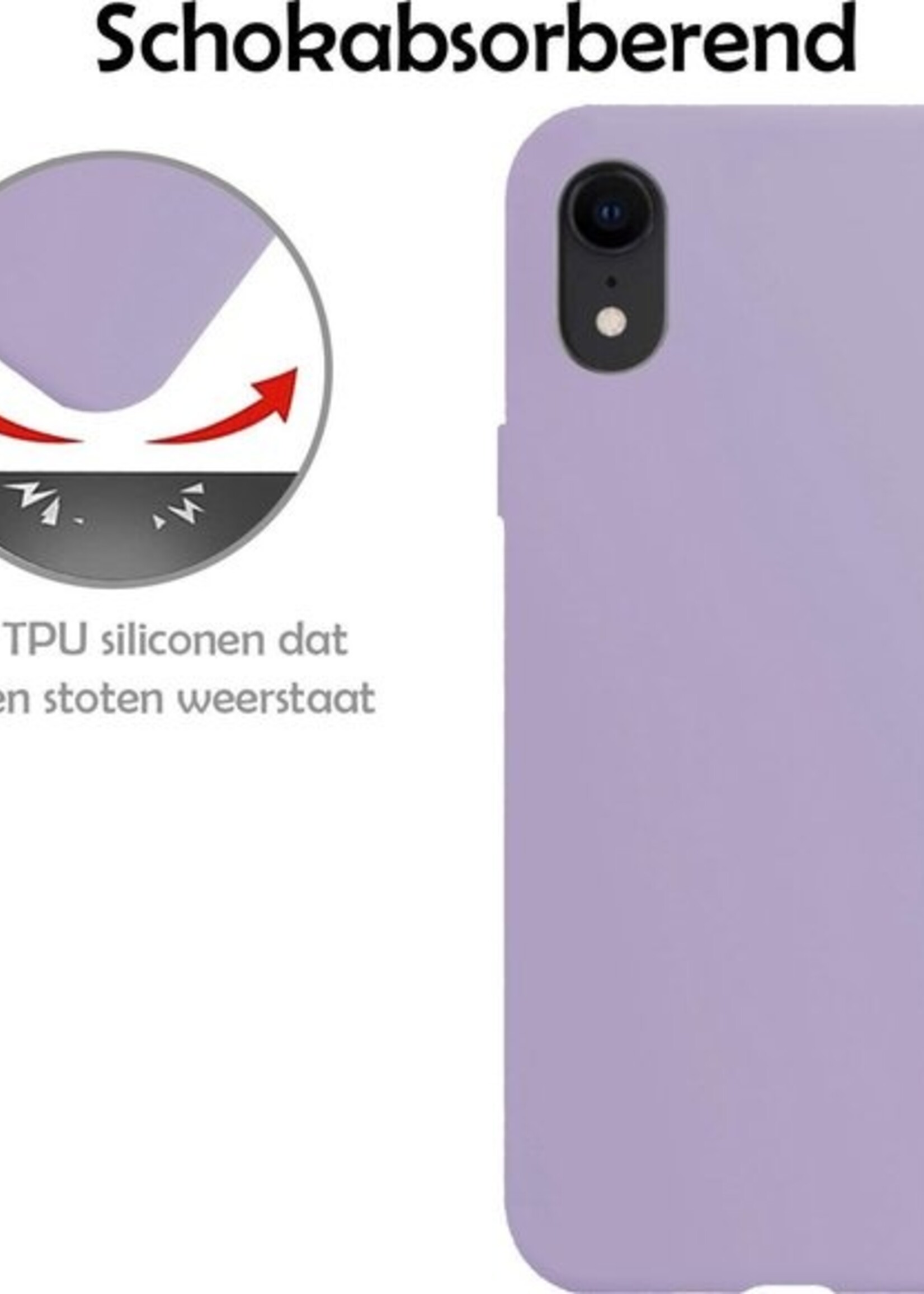 LUQ Hoesje Geschikt voor iPhone XR Hoesje Siliconen Case - Hoes Geschikt voor iPhone XR Hoes Siliconen - Lila - 2 Stuks