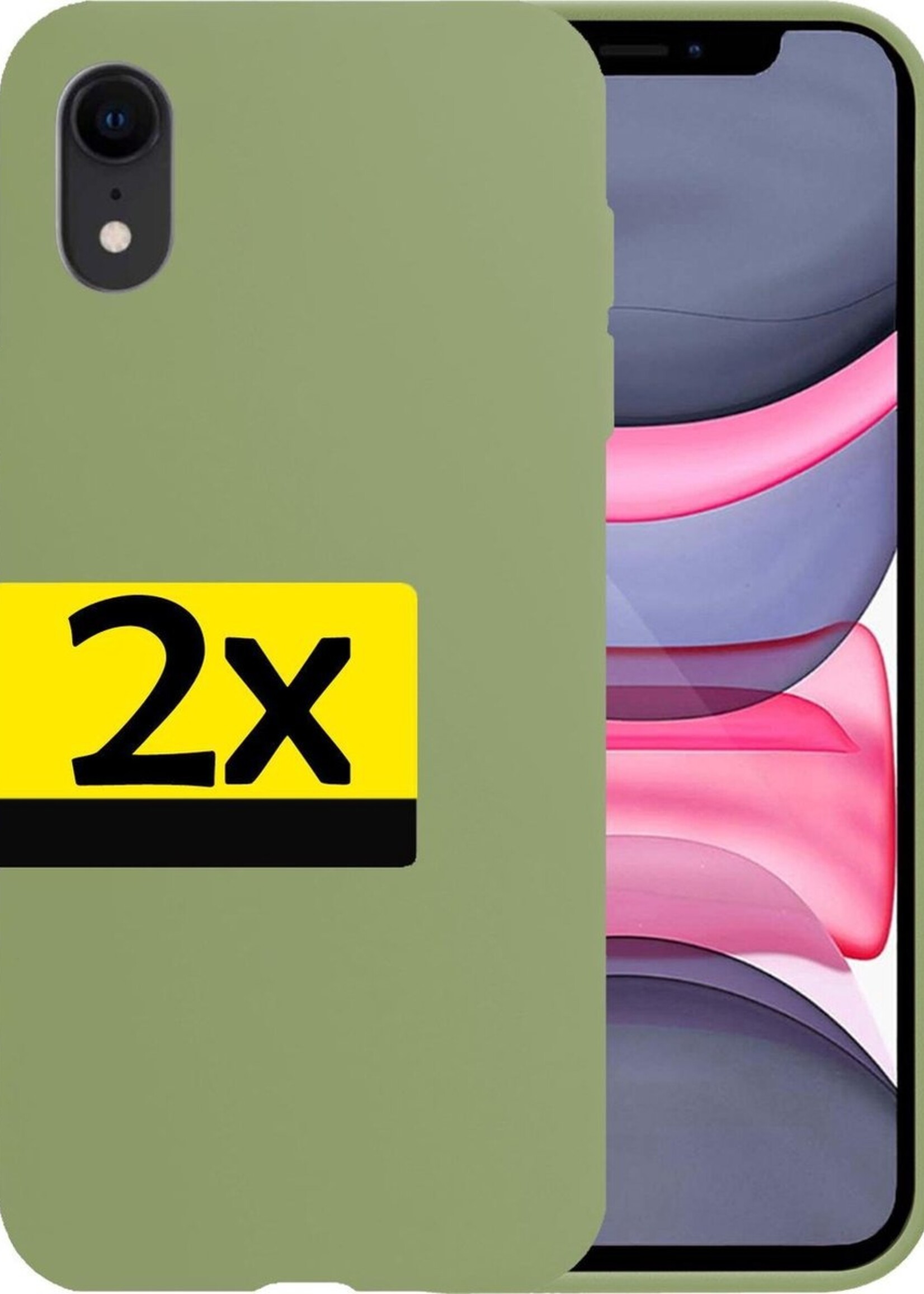 LUQ Hoesje Geschikt voor iPhone XR Hoesje Siliconen Case - Hoes Geschikt voor iPhone XR Hoes Siliconen - Groen - 2 Stuks