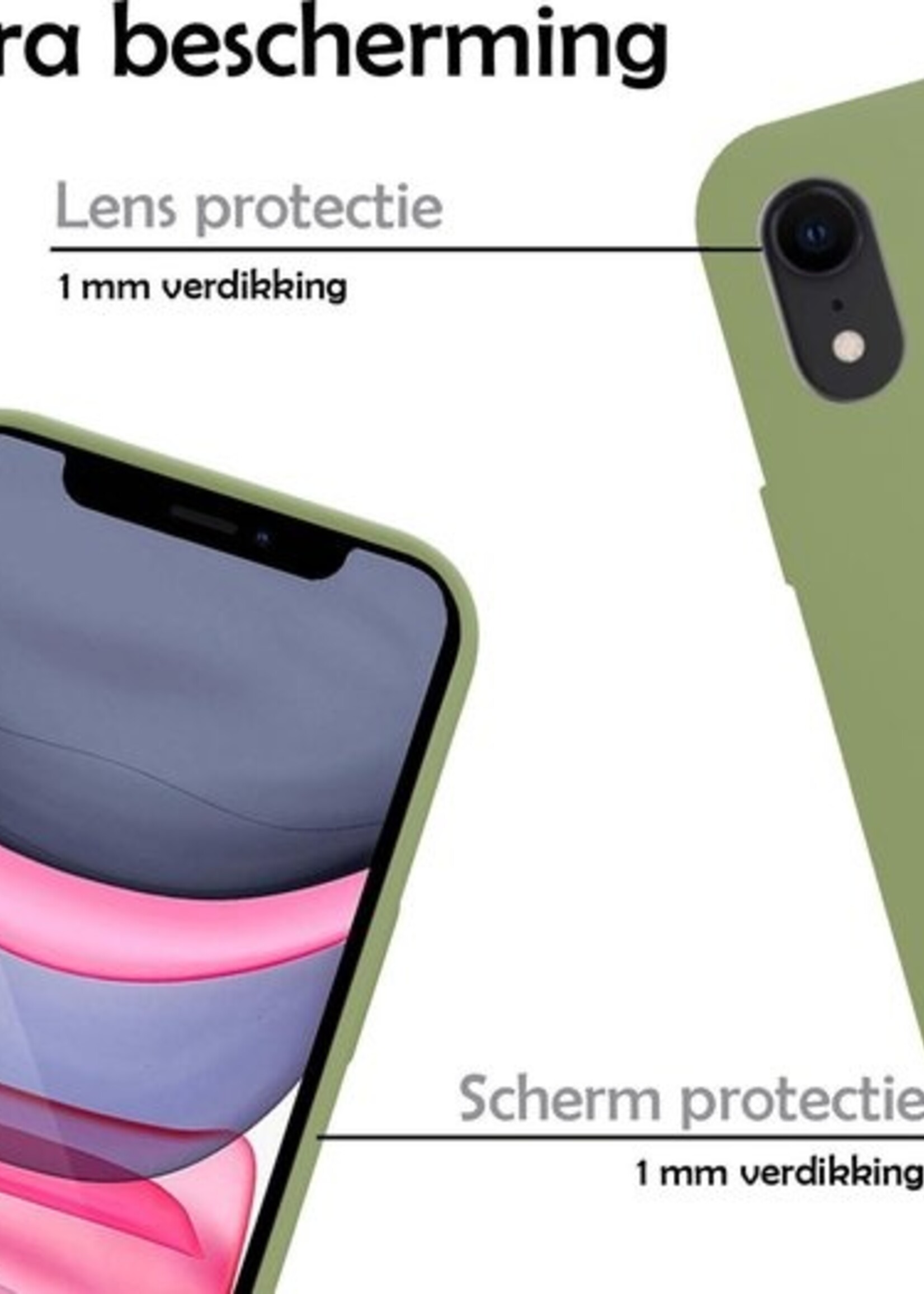 LUQ Hoesje Geschikt voor iPhone XR Hoesje Siliconen Case - Hoes Geschikt voor iPhone XR Hoes Siliconen - Groen - 2 Stuks