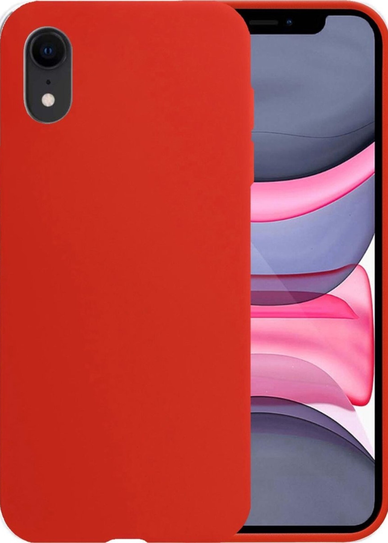 LUQ Hoesje Geschikt voor iPhone XR Hoesje Siliconen Case - Hoes Geschikt voor iPhone XR Hoes Siliconen - Rood