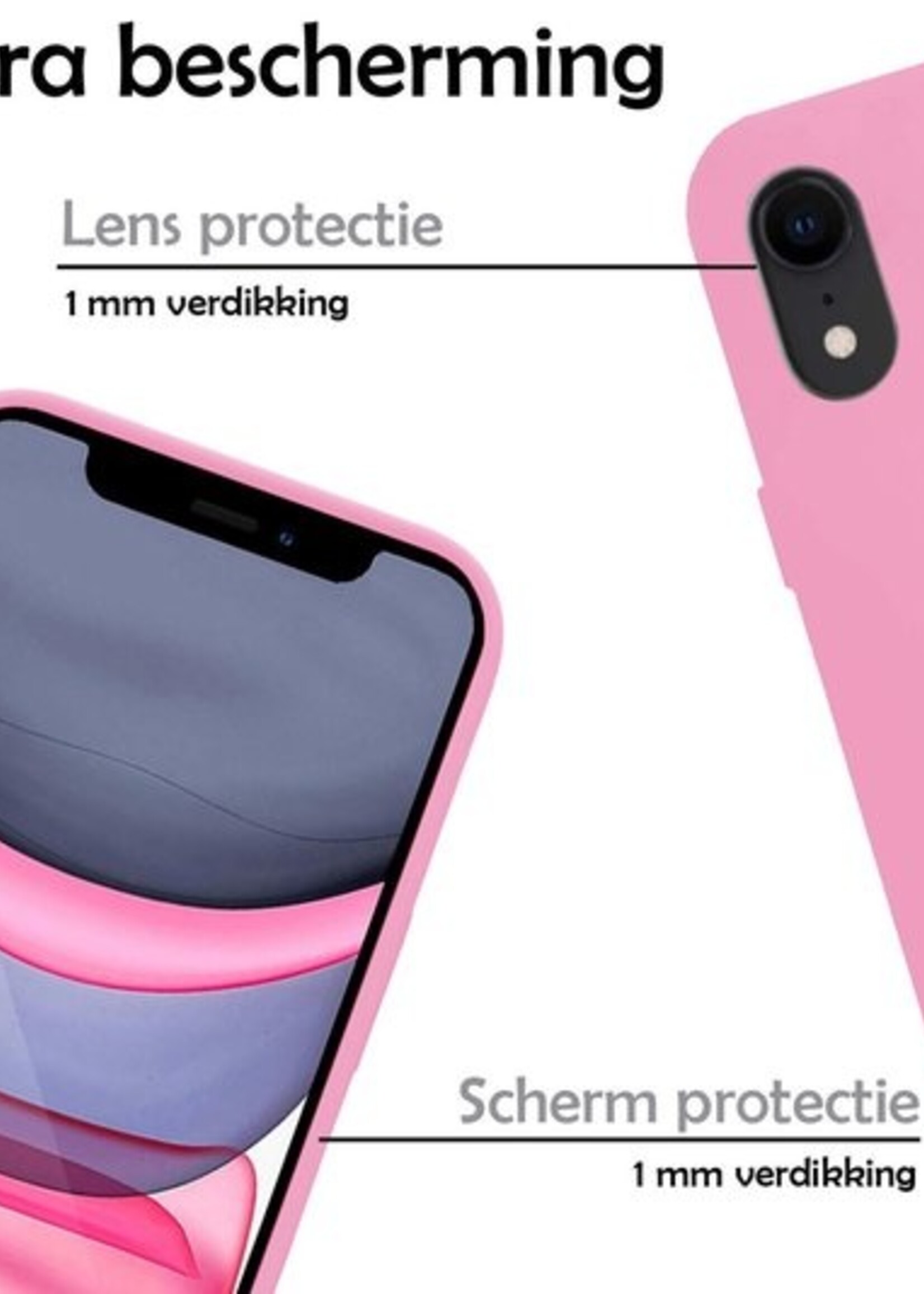 LUQ Hoesje Geschikt voor iPhone XR Hoesje Siliconen Case - Hoes Geschikt voor iPhone XR Hoes Siliconen - Lichtroze