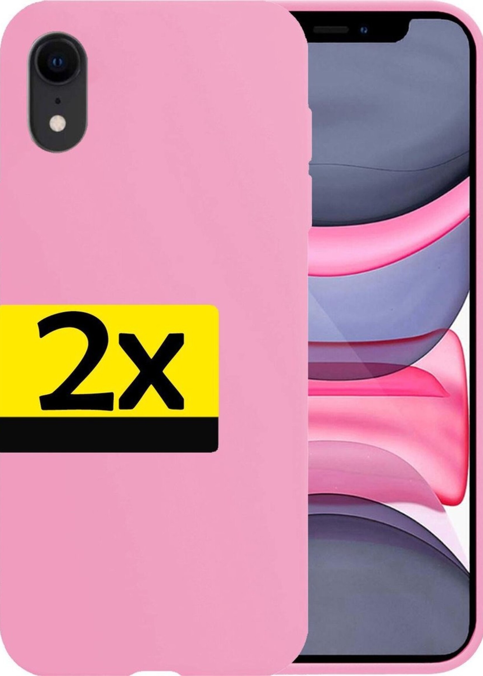 LUQ Hoesje Geschikt voor iPhone XR Hoesje Siliconen Case - Hoes Geschikt voor iPhone XR Hoes Siliconen - Lichtroze - 2 Stuks
