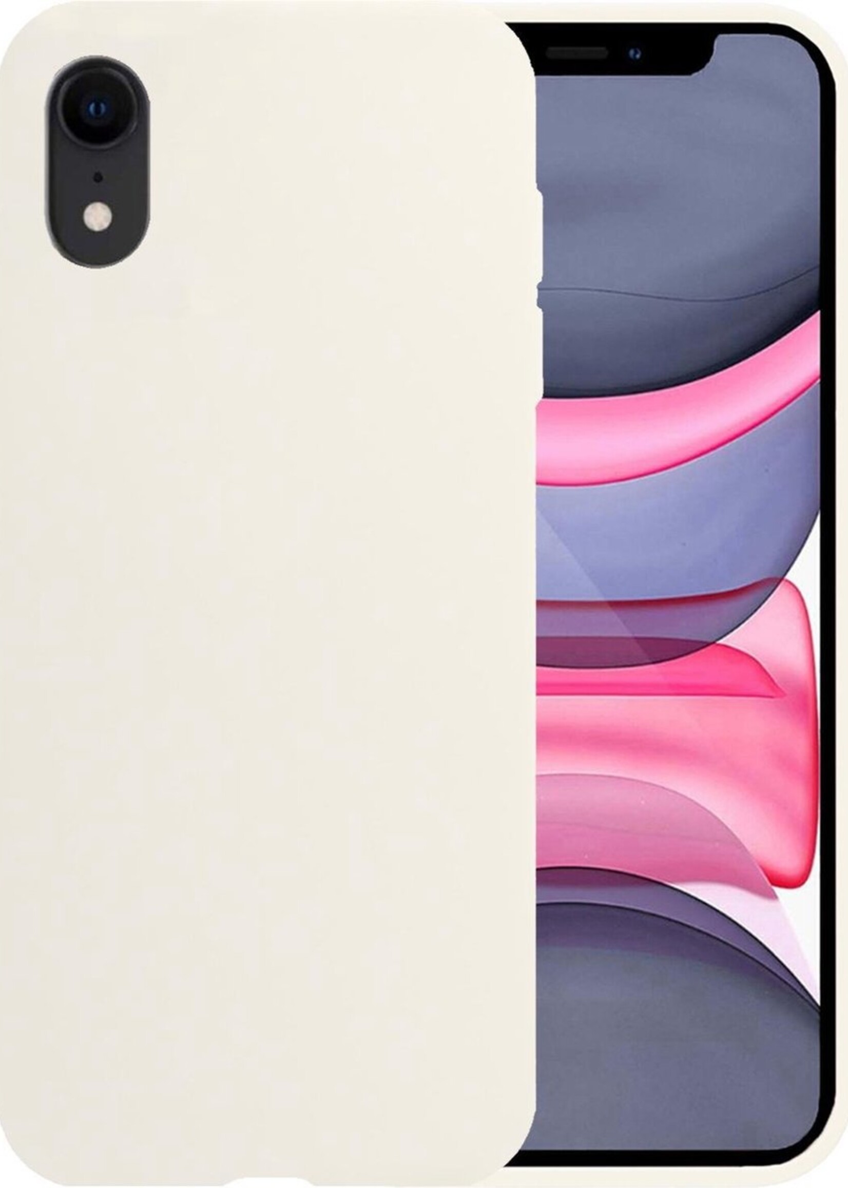 LUQ Hoesje Geschikt voor iPhone XR Hoesje Siliconen Case - Hoes Geschikt voor iPhone XR Hoes Siliconen - Wit