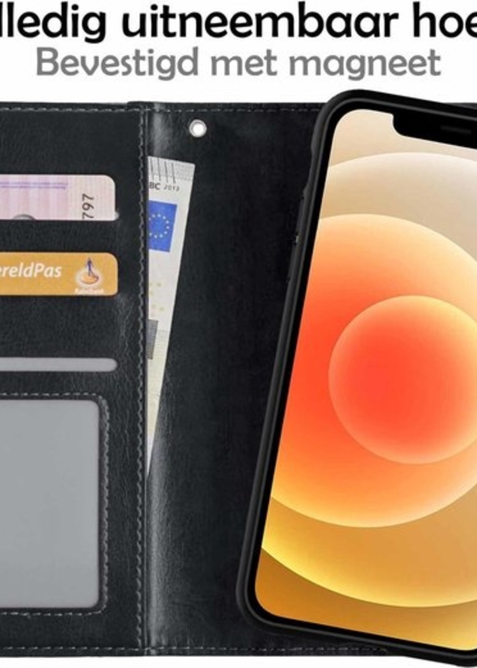 LUQ Hoesje Geschikt voor iPhone 12 Hoesje Case Uitneembare Bookcase 2-in-1 Hoes - Hoes Geschikt voor iPhone 12 Hoes Wallet Case Met Pasjeshouder Hoesje - Zwart