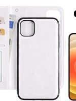 LUQ LUQ iPhone 12 2-in-1 hoesje bookcase afneembaar wit met screenprotector