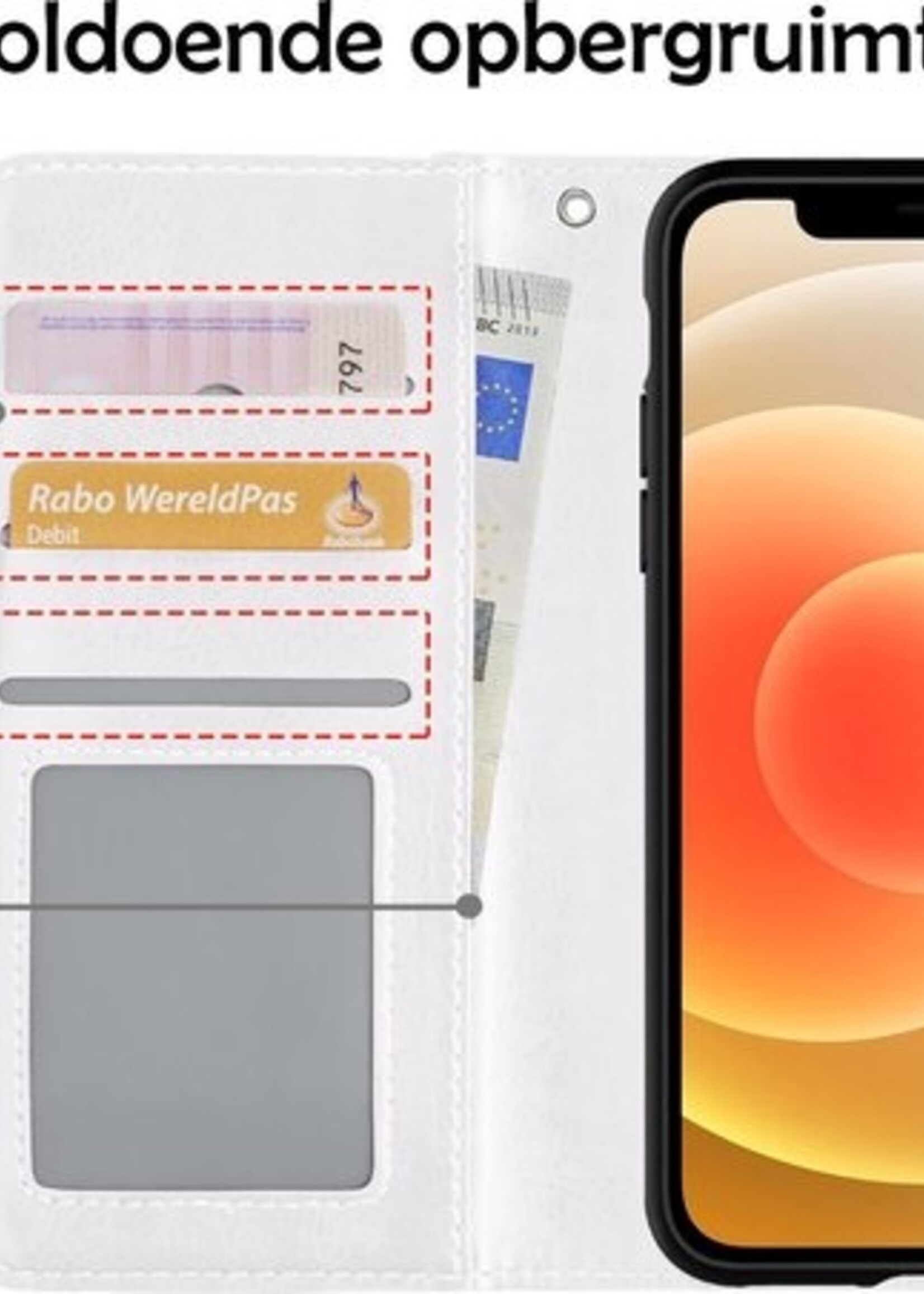 LUQ Hoesje Geschikt voor iPhone 12 Hoesje Case Uitneembare Bookcase 2-in-1 Hoes Met Screenprotector - Hoes Geschikt voor iPhone 12 Hoes Wallet Case Met Pasjeshouder Hoesje - Wit