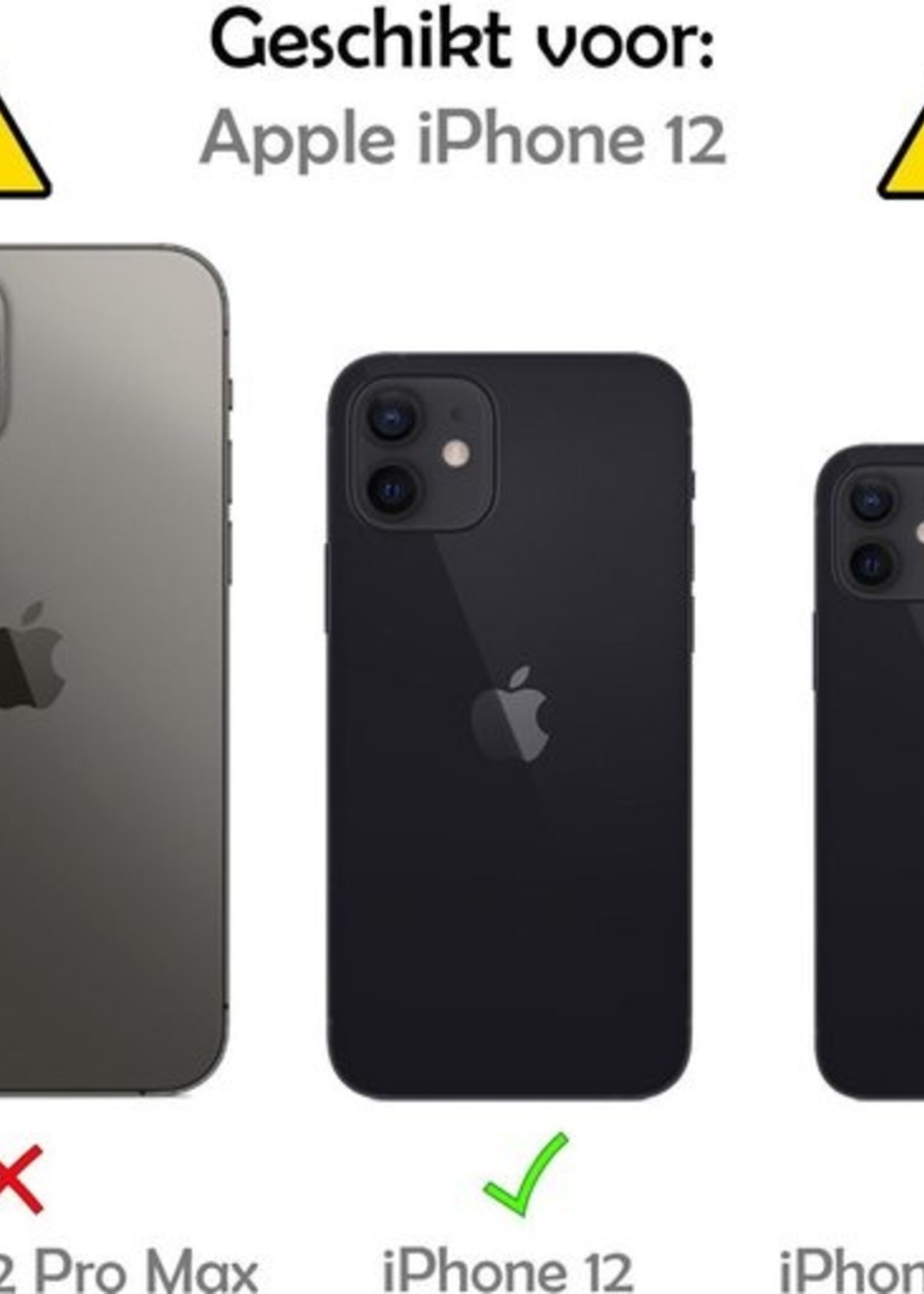 LUQ Hoesje Geschikt voor iPhone 12 Hoesje Case Uitneembare Bookcase 2-in-1 Hoes Met 2x Screenprotector - Hoes Geschikt voor iPhone 12 Hoes Wallet Case Met Pasjeshouder Hoesje - Bruin