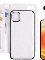 LUQ LUQ iPhone 12 2-in-1 hoesje bookcase afneembaar wit met 2x screenprotector