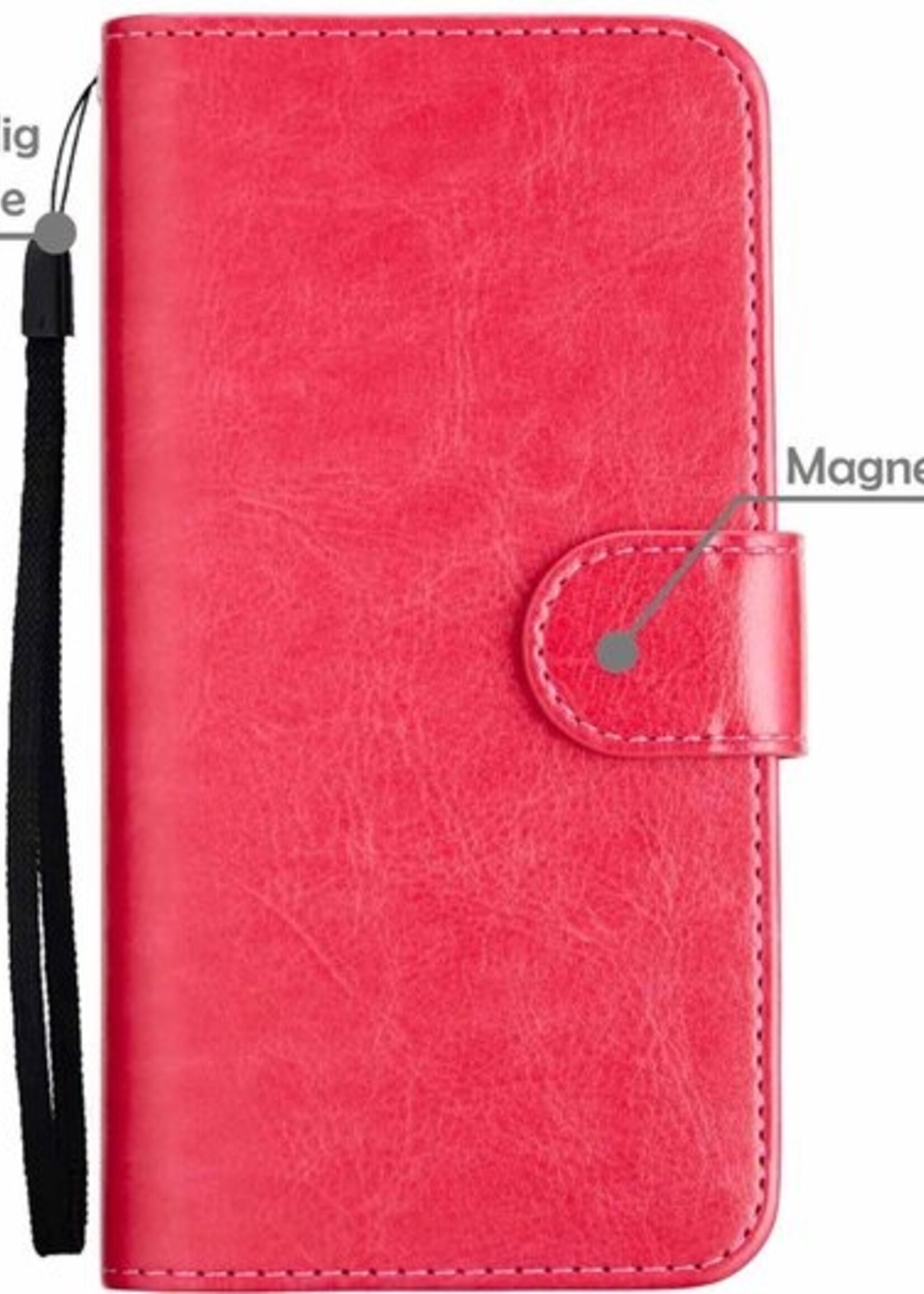 LUQ Hoesje Geschikt voor iPhone 12 Pro Hoesje Case Uitneembare Bookcase 2-in-1 Hoes - Hoes Geschikt voor iPhone 12 Pro Hoes Wallet Case Met Pasjeshouder Hoesje - Donkerroze