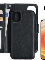 LUQ LUQ iPhone 12 Pro 2-in-1 hoesje bookcase afneembaar zwart met screenprotector