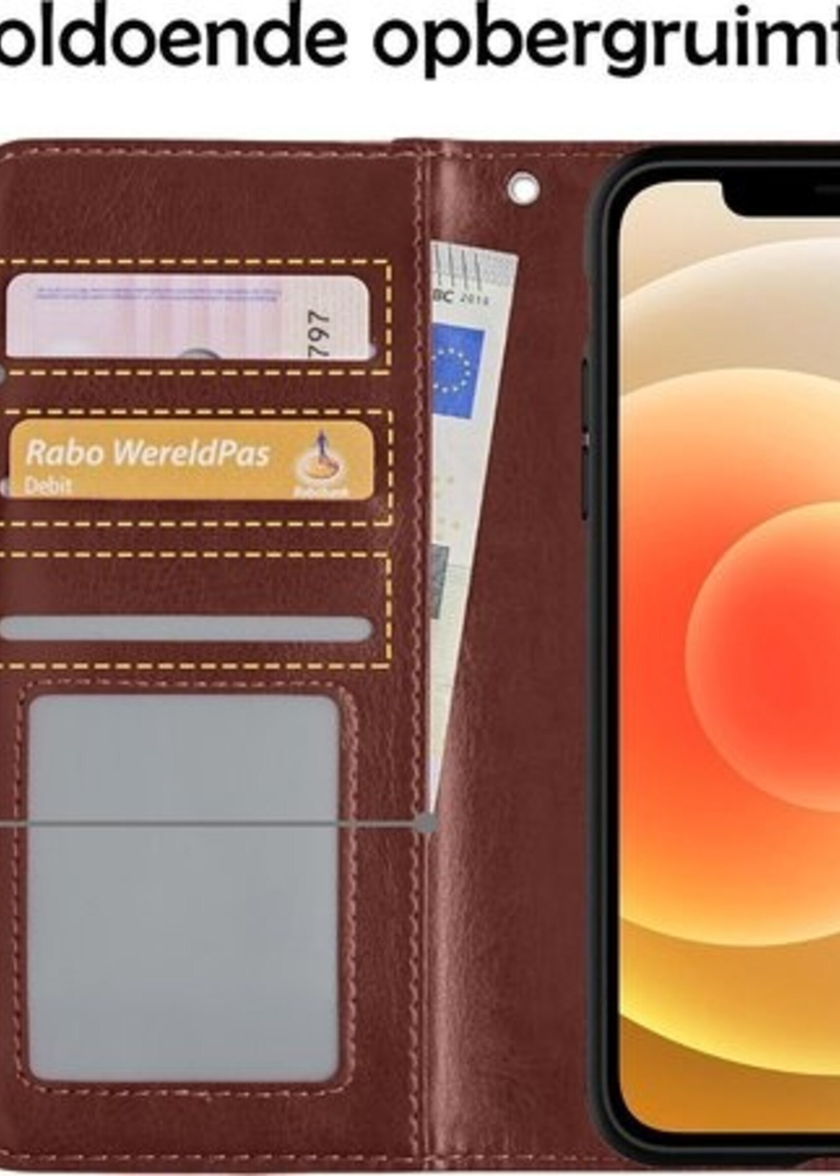 LUQ Hoesje Geschikt voor iPhone 12 Pro Hoesje Case Uitneembare Bookcase 2-in-1 Hoes Met 2x Screenprotector - Hoes Geschikt voor iPhone 12 Pro Hoes Wallet Case Met Pasjeshouder Hoesje - Bruin