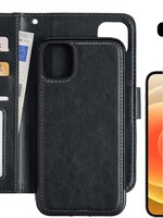 LUQ LUQ iPhone 12 Pro 2-in-1 hoesje bookcase afneembaar zwart met 2x screenprotector