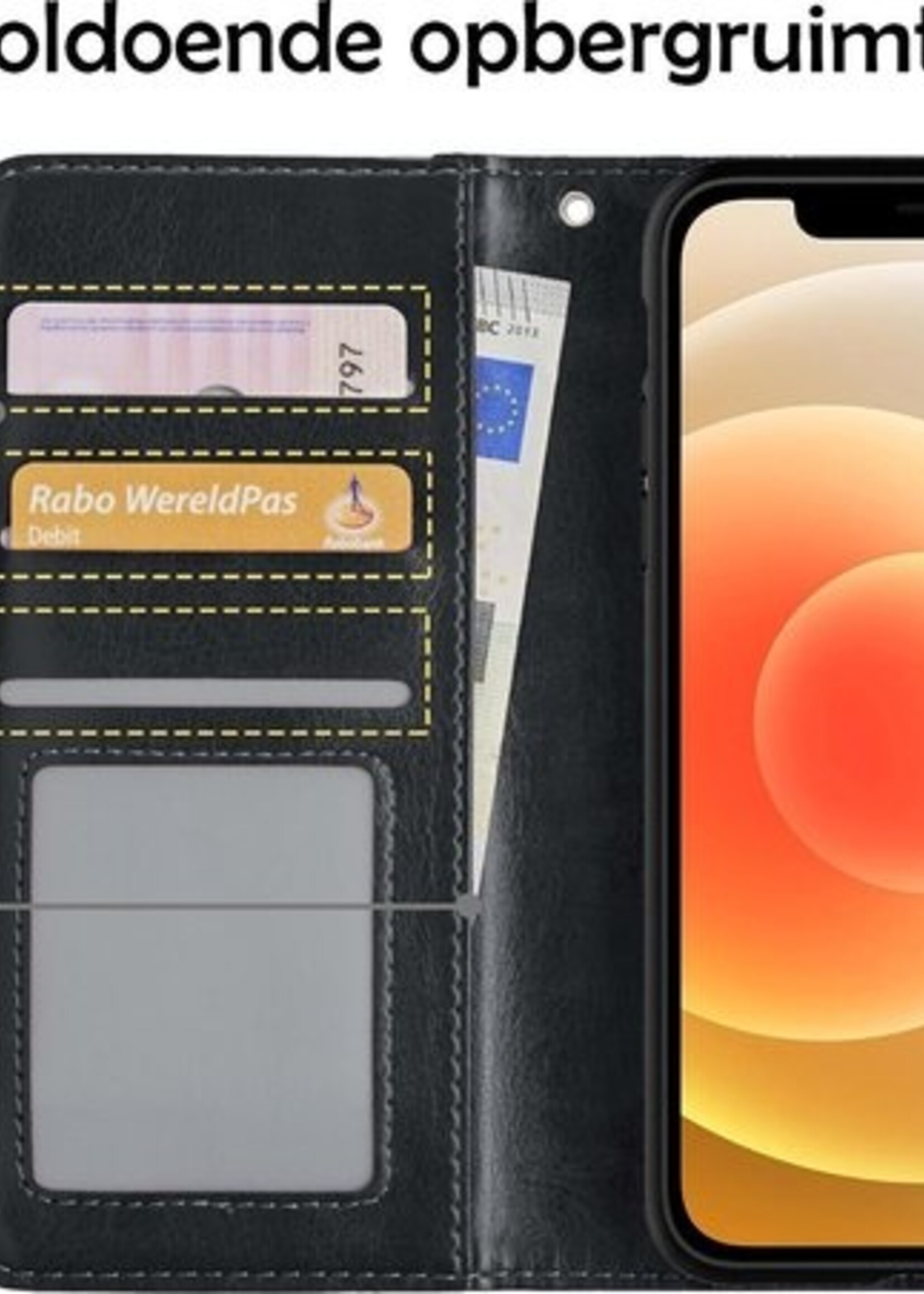 LUQ Hoesje Geschikt voor iPhone 12 Pro Hoesje Case Uitneembare Bookcase 2-in-1 Hoes Met 2x Screenprotector - Hoes Geschikt voor iPhone 12 Pro Hoes Wallet Case Met Pasjeshouder Hoesje - Zwart