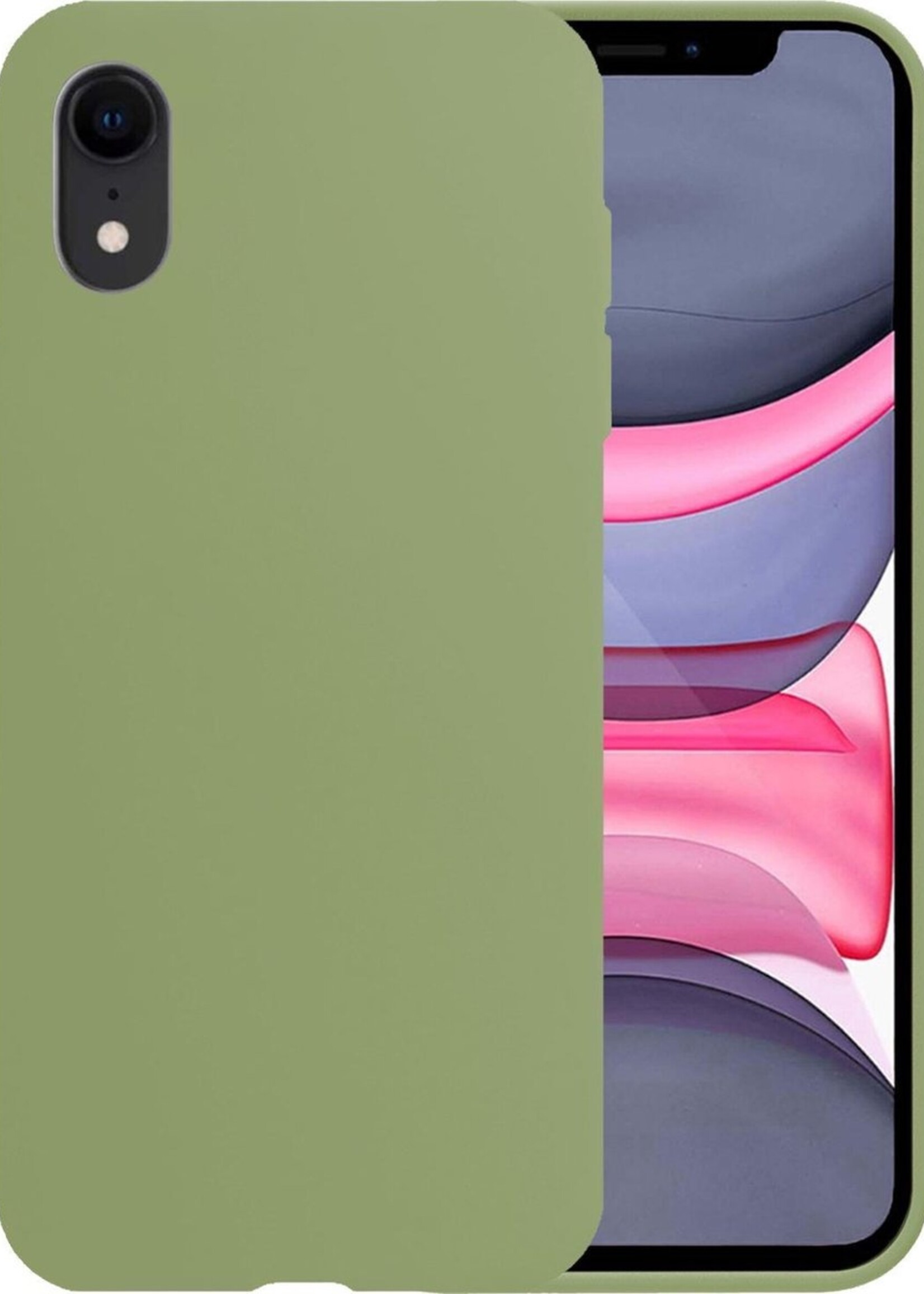 LUQ Hoesje Geschikt voor iPhone XR Hoesje Siliconen Case - Hoes Geschikt voor iPhone XR Hoes Siliconen - Groen