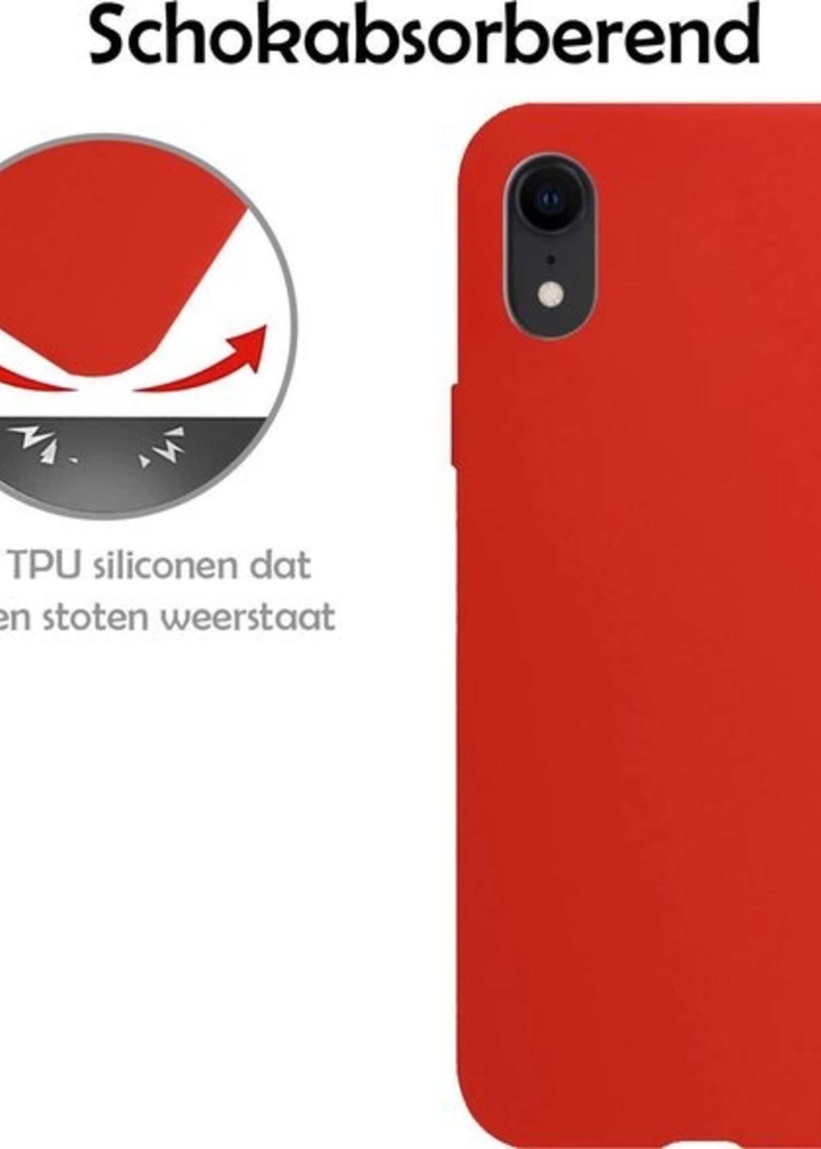 LUQ Hoesje Geschikt voor iPhone XR Hoesje Siliconen Case - Hoes Geschikt voor iPhone XR Hoes Siliconen - Rood