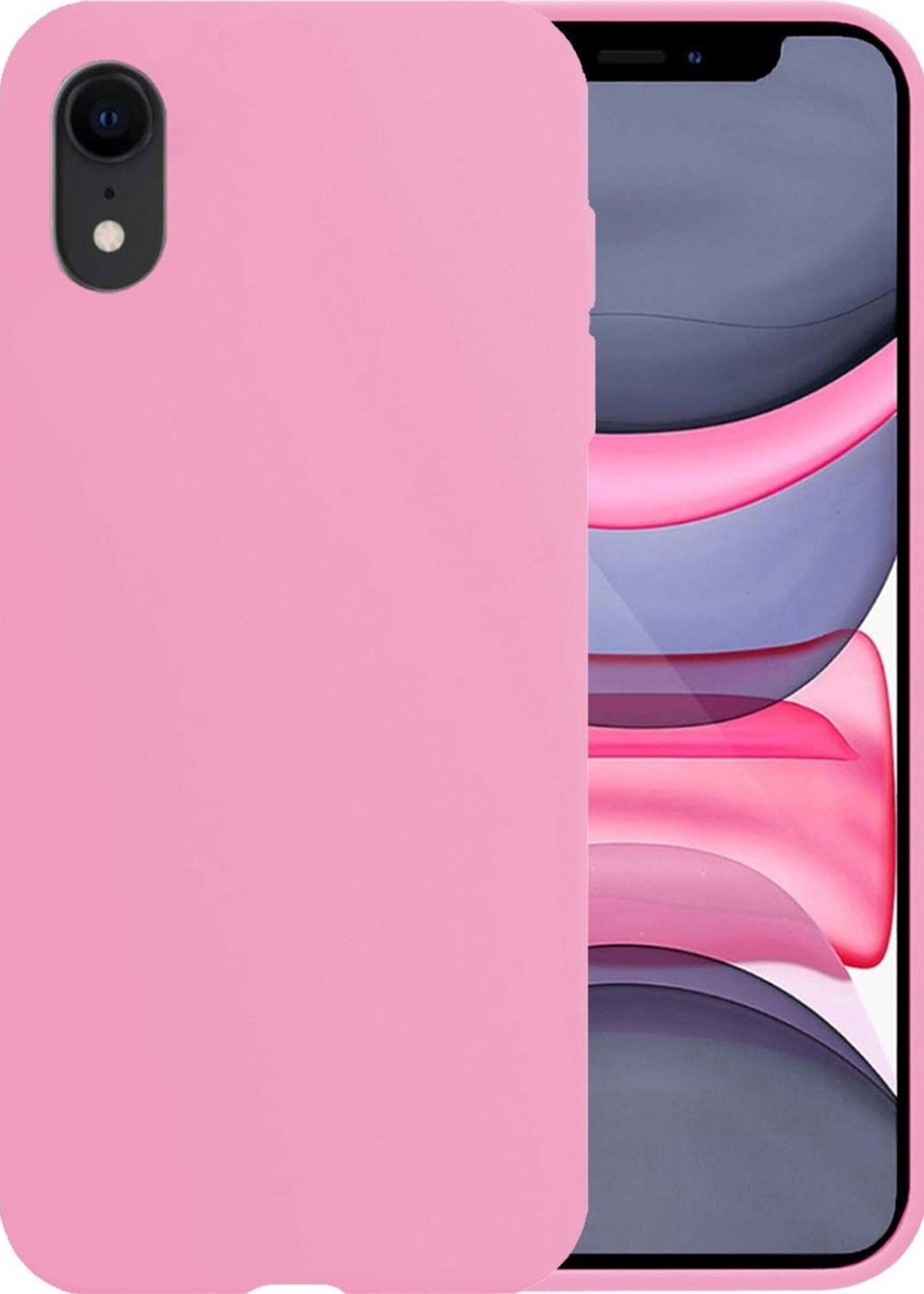 LUQ Hoesje Geschikt voor iPhone XR Hoesje Siliconen Case - Hoes Geschikt voor iPhone XR Hoes Siliconen - Lichtroze