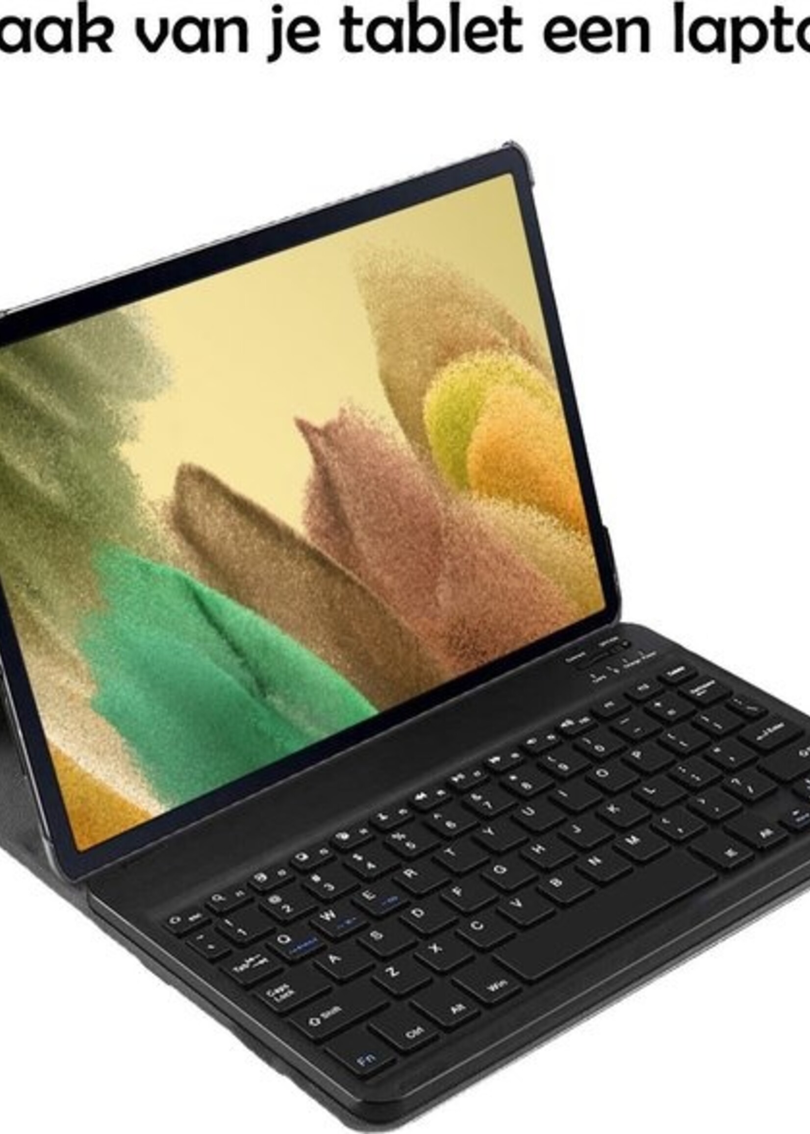 LUQ Hoes Geschikt voor Samsung Galaxy Tab A7 Lite Hoes Keyboard Cover Toetsenbord Hoesje Met Screenprotector - Hoesje Geschikt voor Samsung Tab A7 Lite Toetsenbord Hoes - Zwart