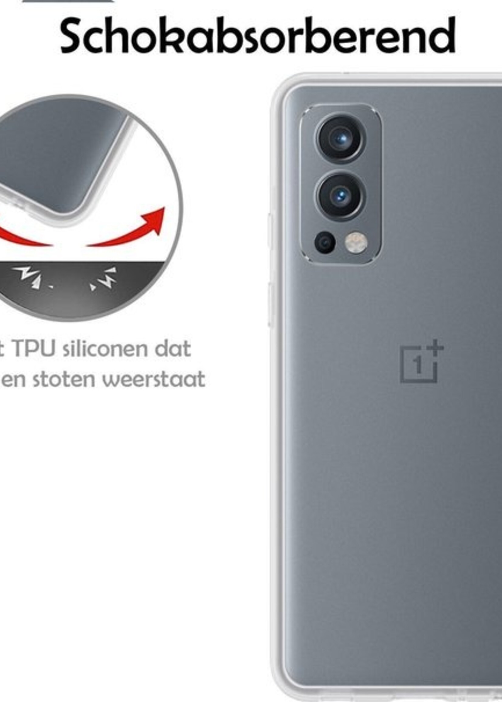 LUQ Hoesje Geschikt voor OnePlus Nord 2 Hoesje Siliconen Case - Hoes Geschikt voor OnePlus Nord 2 Hoes Siliconen - Transparant