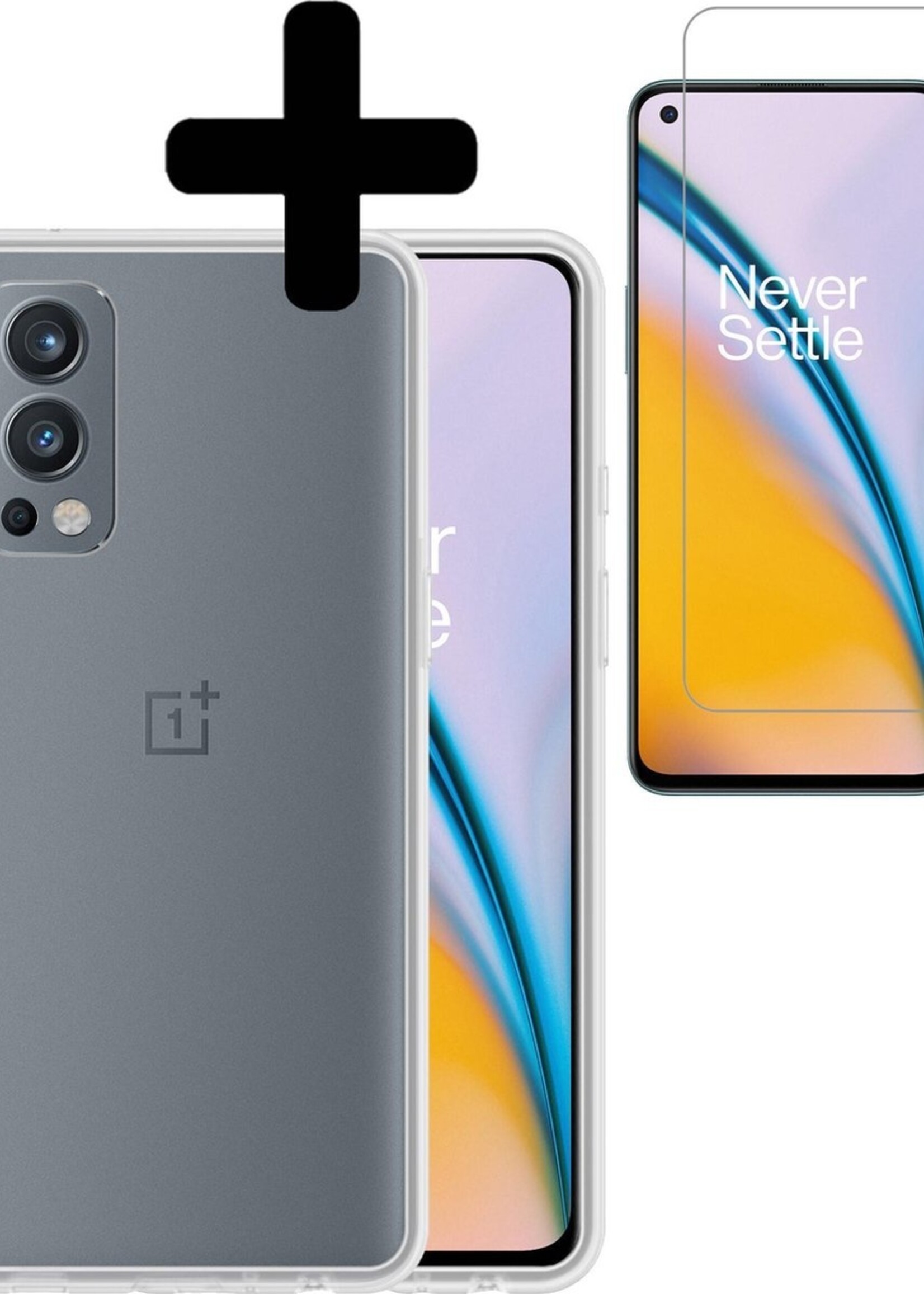 LUQ Hoesje Geschikt voor OnePlus Nord 2 Hoesje Siliconen Case Met Screenprotector - Hoes Geschikt voor OnePlus Nord 2 Hoes Siliconen - Transparant
