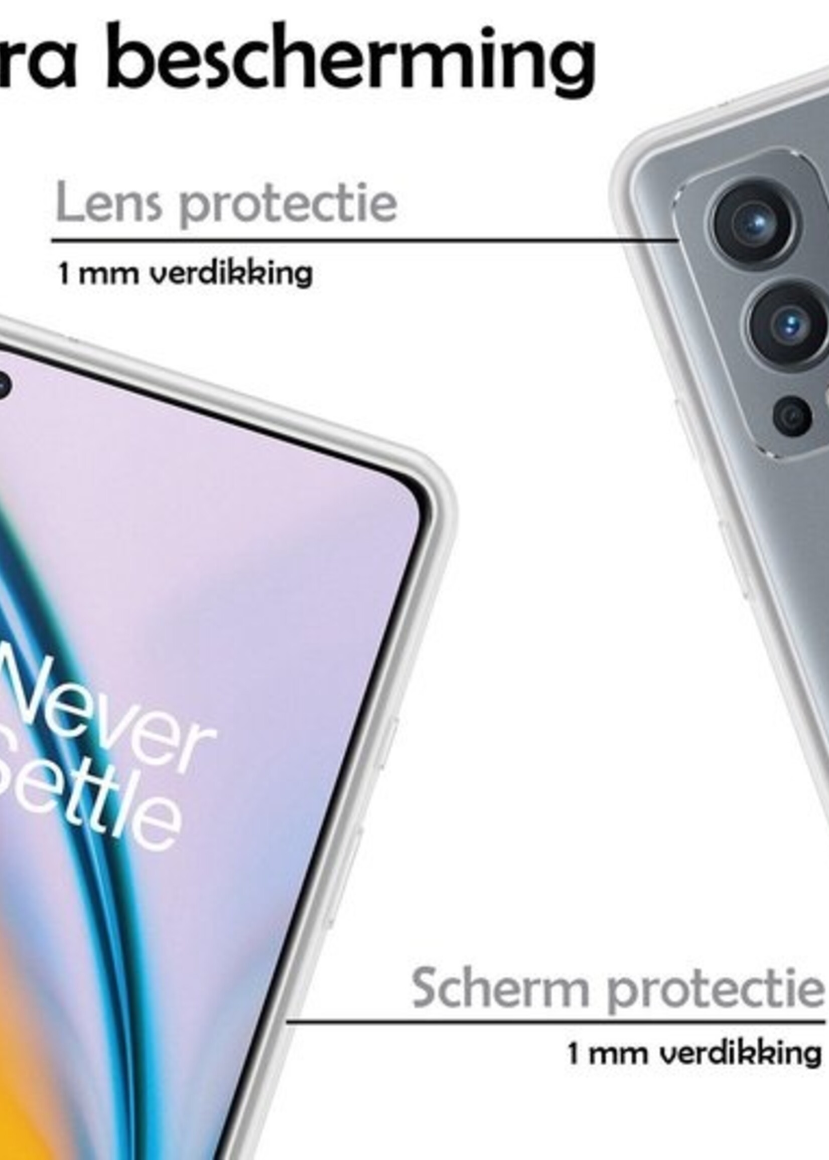 LUQ Hoesje Geschikt voor OnePlus Nord 2 Hoesje Siliconen Case Met 2x Screenprotector - Hoes Geschikt voor OnePlus Nord 2 Hoes Siliconen - Transparant